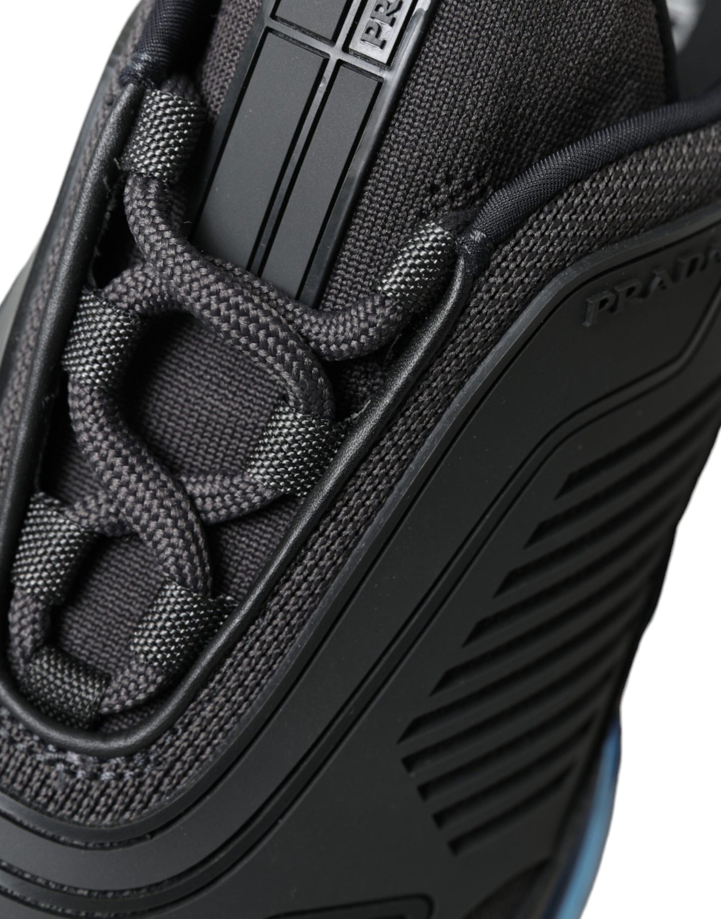Prada Schwarz Blau Rubber Knit Slip On Low Top Sneakers Schuhe