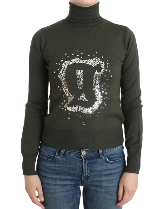 John Galliano Grüner Woll-Rollkragenpullover