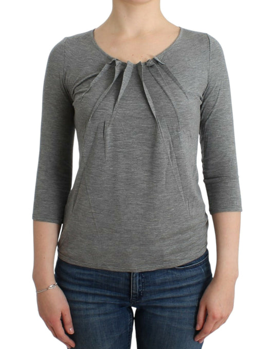 Cavalli Graues 3/4-Ärmel-Pullover-Top