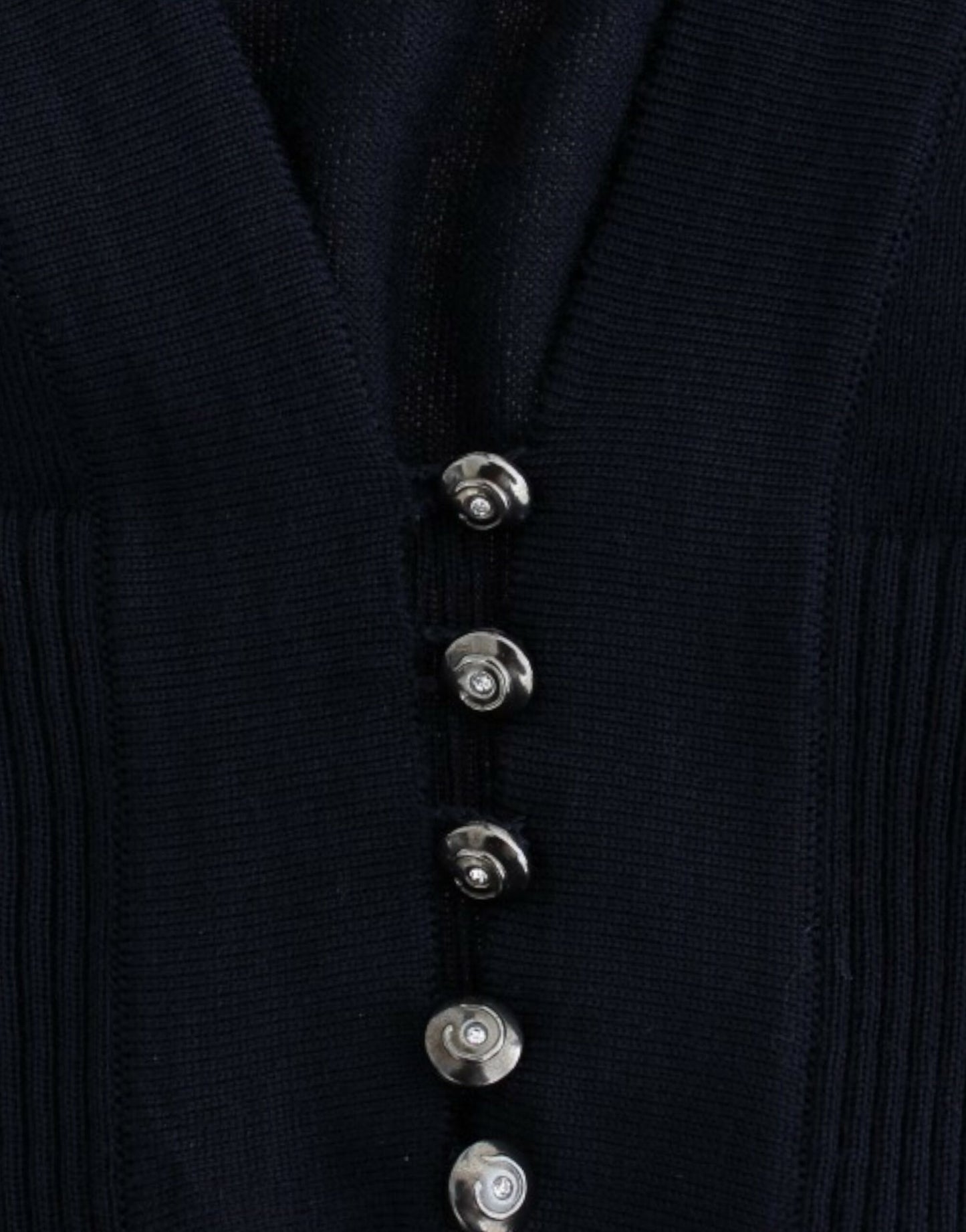 Cavalli Blaue Strickjacke aus Wolle, kurz geschnitten