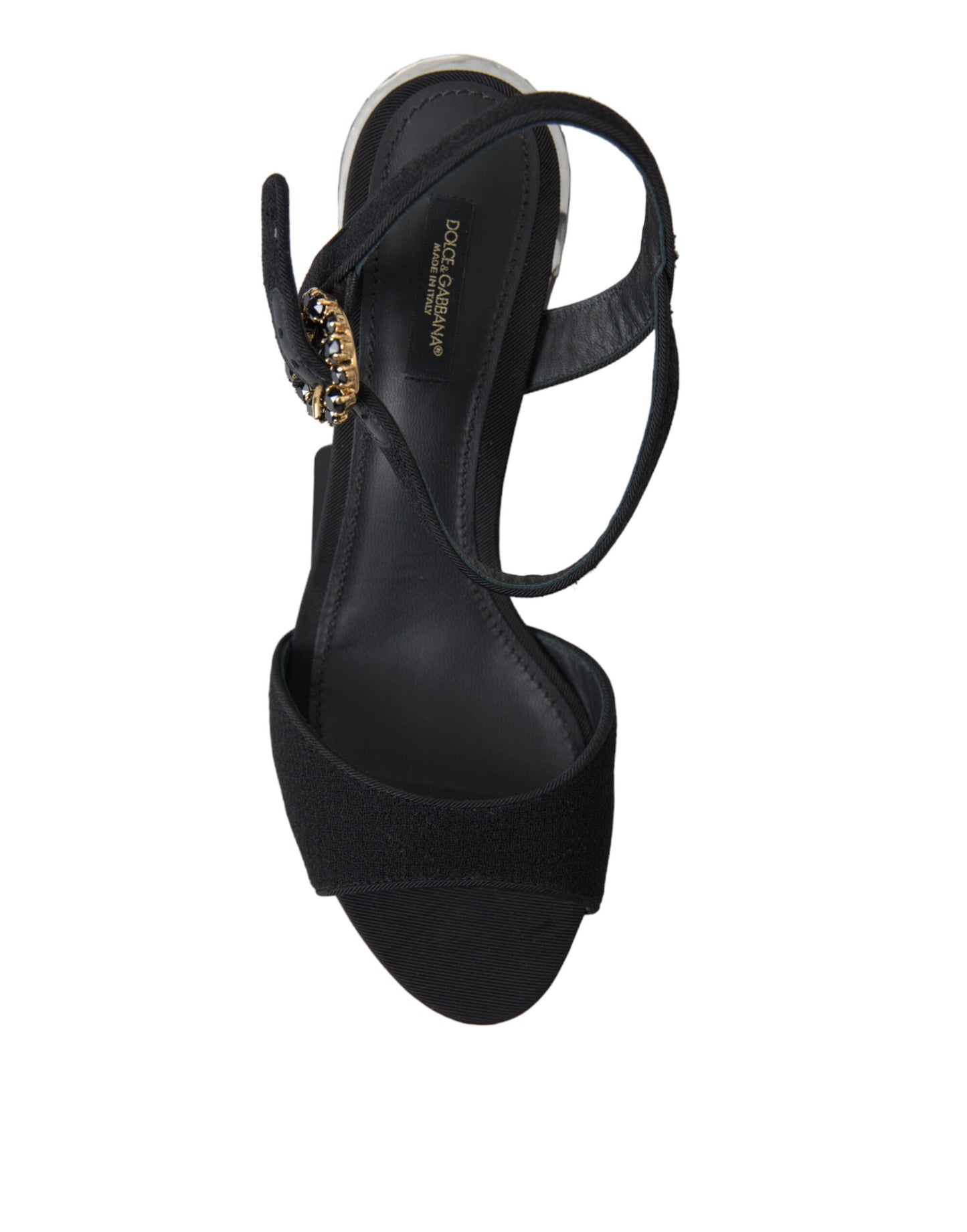 Dolce & Gabbana Schwarze Kristalle Riemchensandalen Schuhe