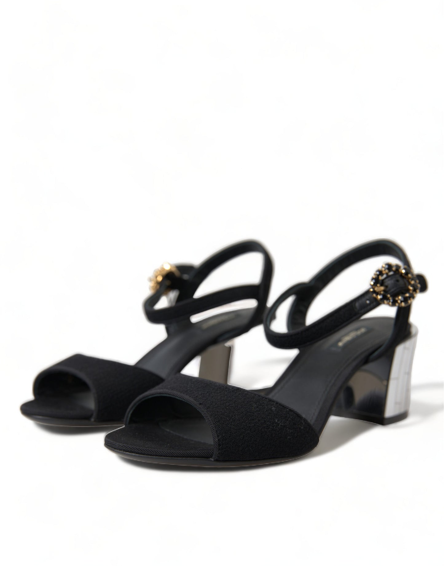 Dolce & Gabbana Schwarze Kristalle Riemchensandalen Schuhe