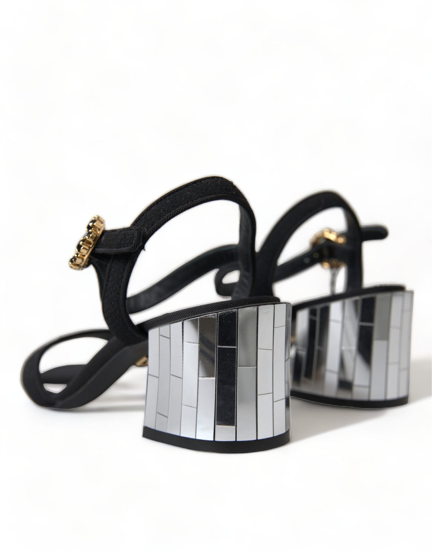 Dolce & Gabbana Schwarze Kristalle Riemchensandalen Schuhe