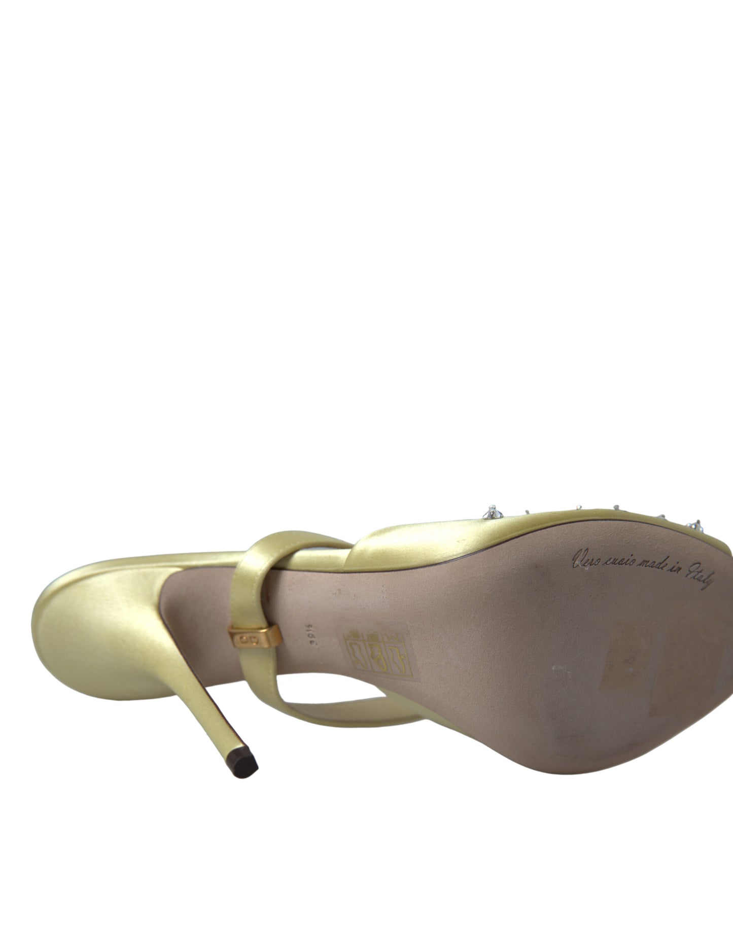 Dolce & Gabbana Gelbe Satin-Kristall Mary Janes Sandalen