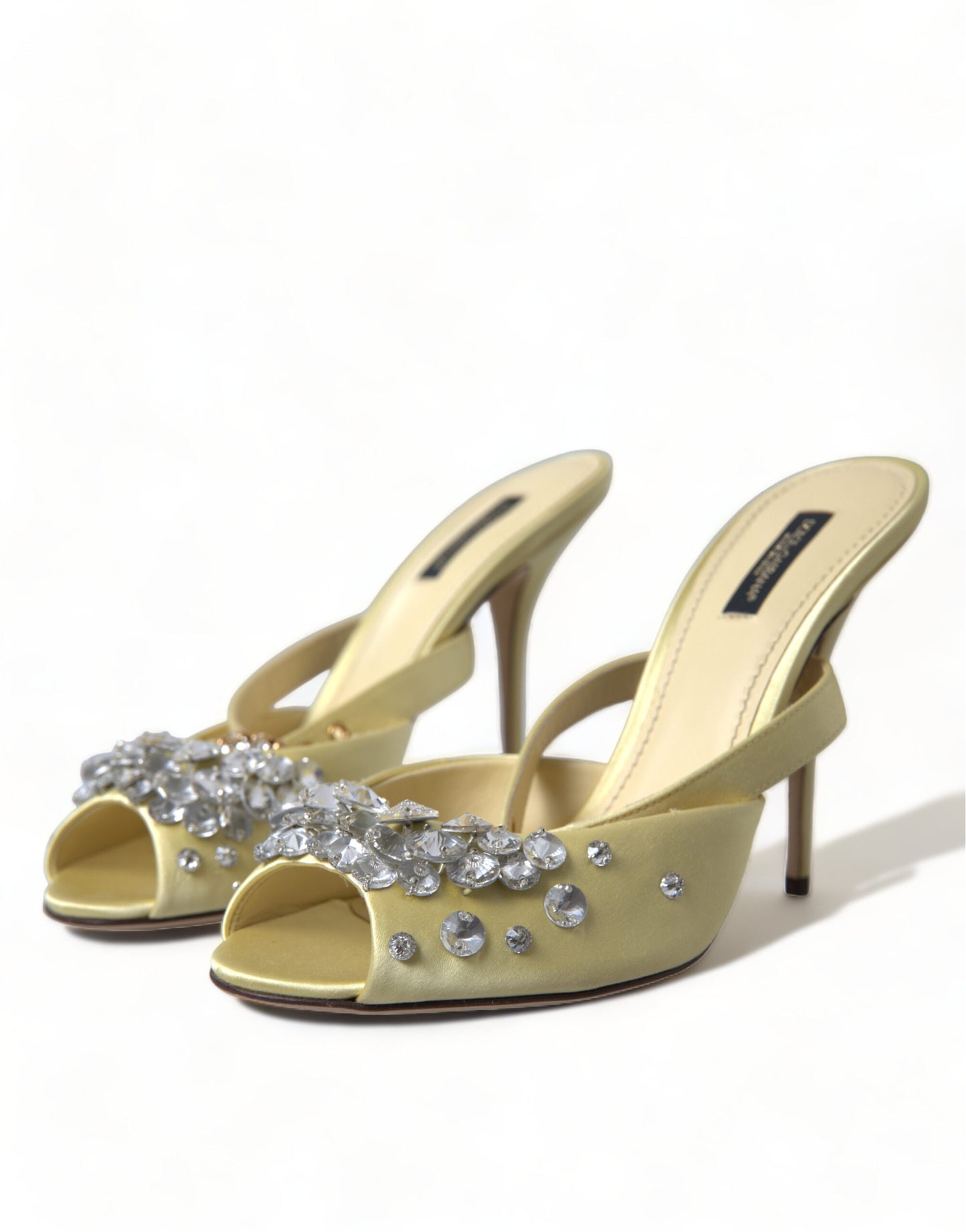 Dolce & Gabbana Gelbe Satin-Kristall Mary Janes Sandalen
