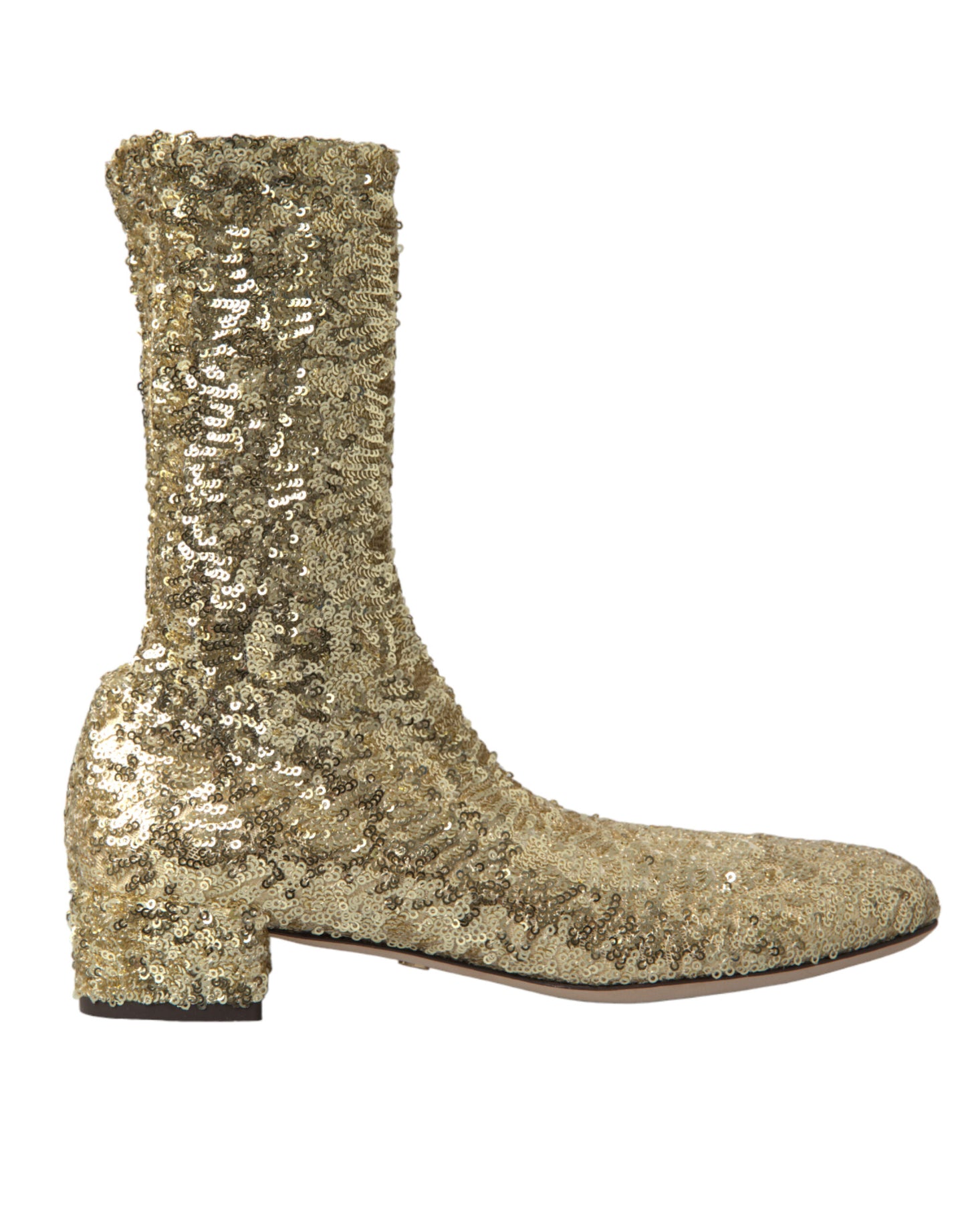 Dolce & Gabbana Gold Pailletten kurze Stiefel Stretch Schuhe