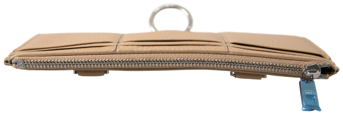 Dolce & Gabbana Beige Leder Schulter Kartenhalter Schulterriemen Brieftasche