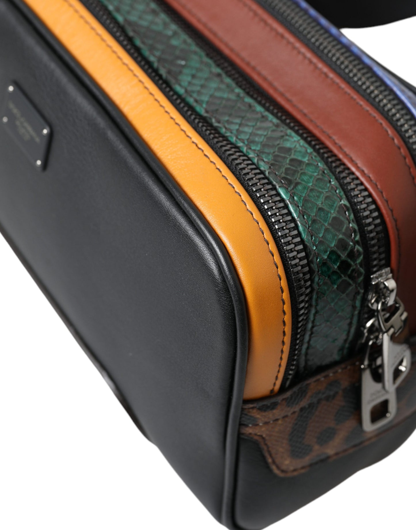 Dolce & Gabbana Schwarzes Exotenleder Logo Gürtel Taille Gürteltasche