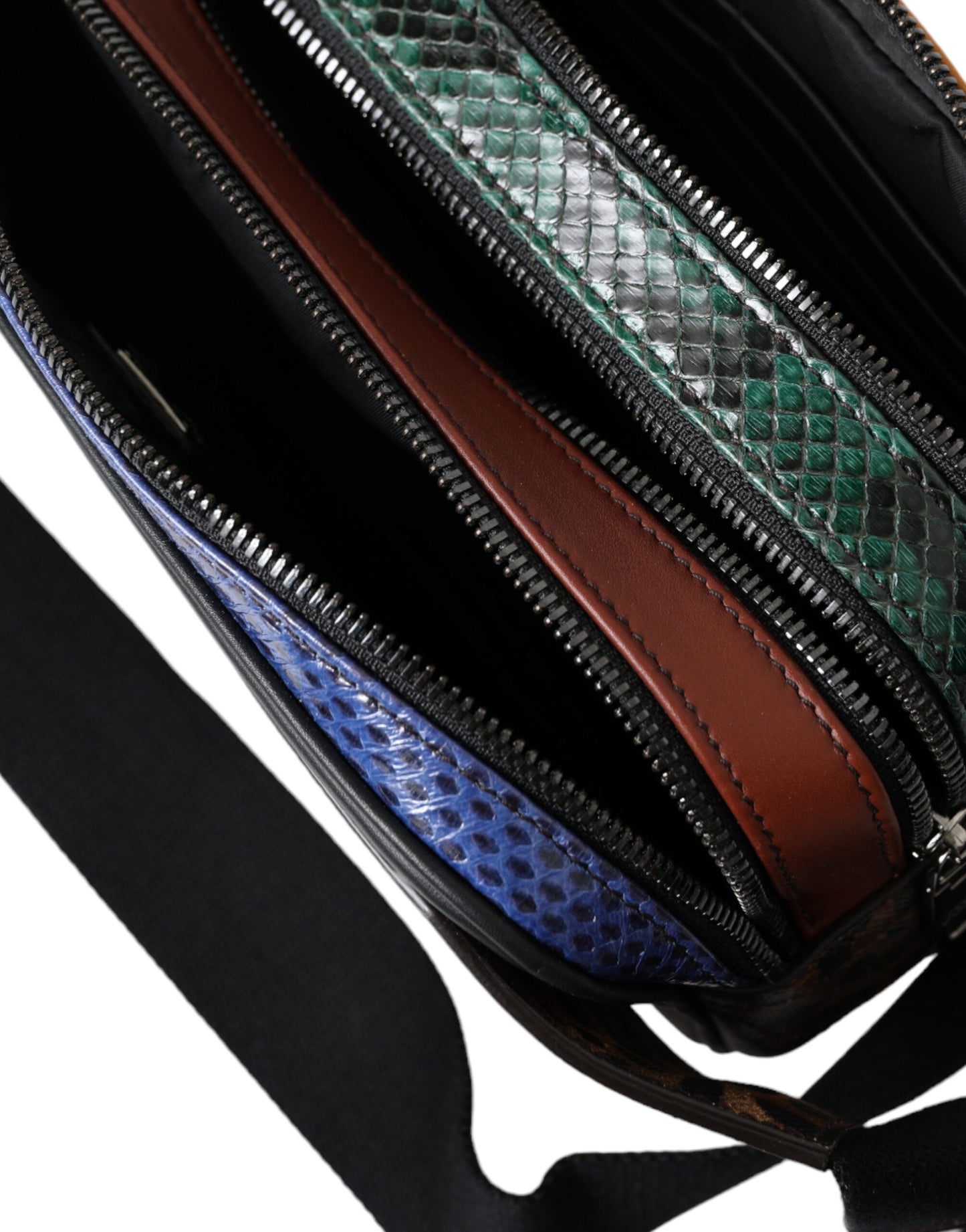 Dolce & Gabbana Schwarzes Exotenleder Logo Gürtel Taille Gürteltasche