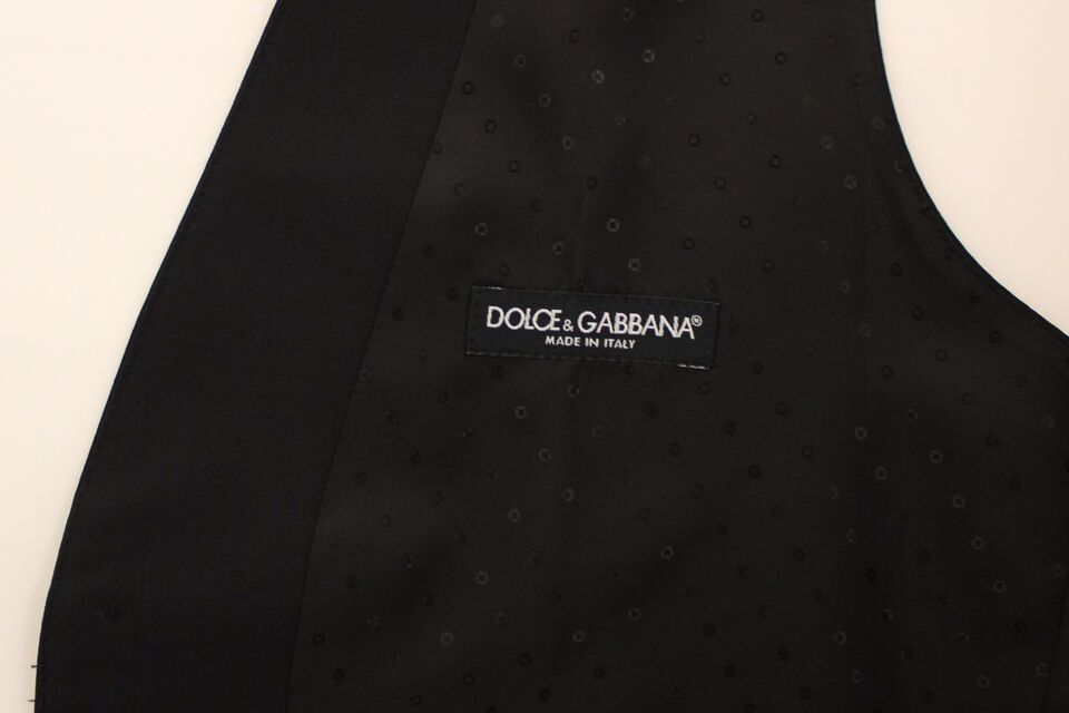 Dolce & Gabbana Schwarzes Wolle-Seide-Stretch-Kleid Weste Blazer