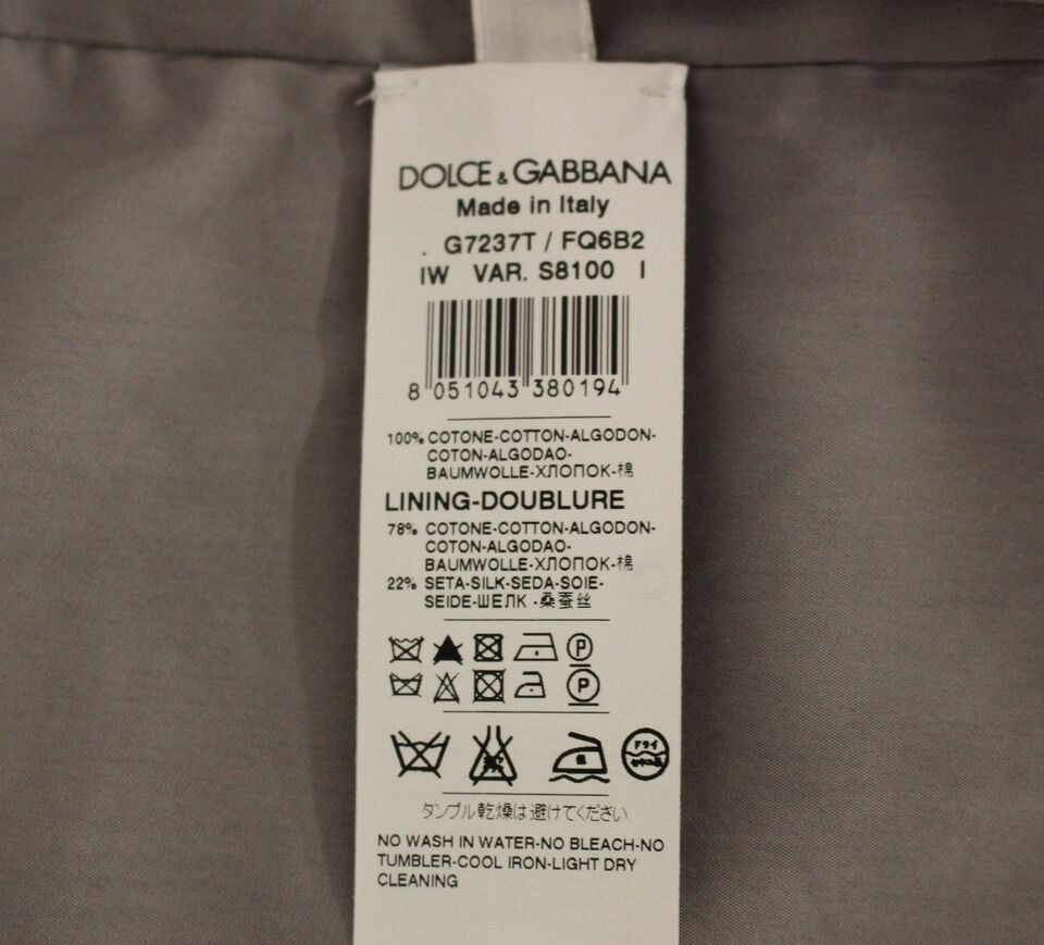 Dolce & Gabbana Graue Baumwollweste mit schmaler Passform und Knopfleiste