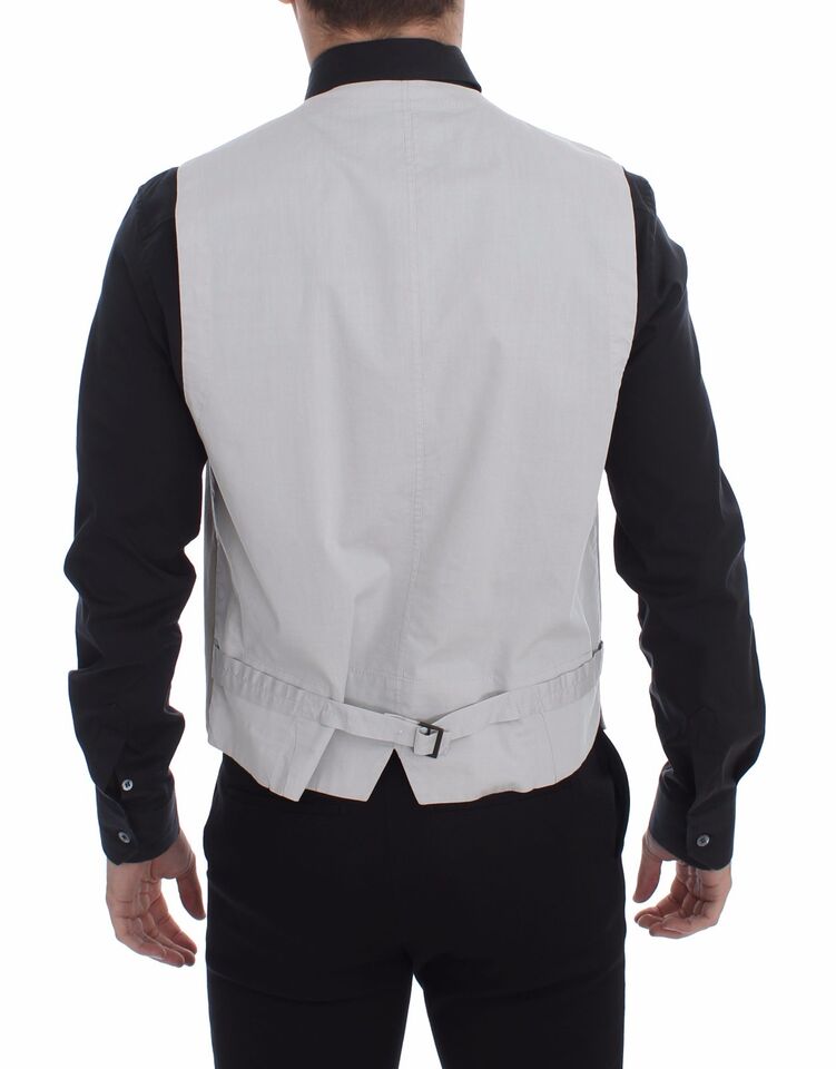 Dolce & Gabbana Beige Baumwolle Seidenmischung Kleid Weste Blazer