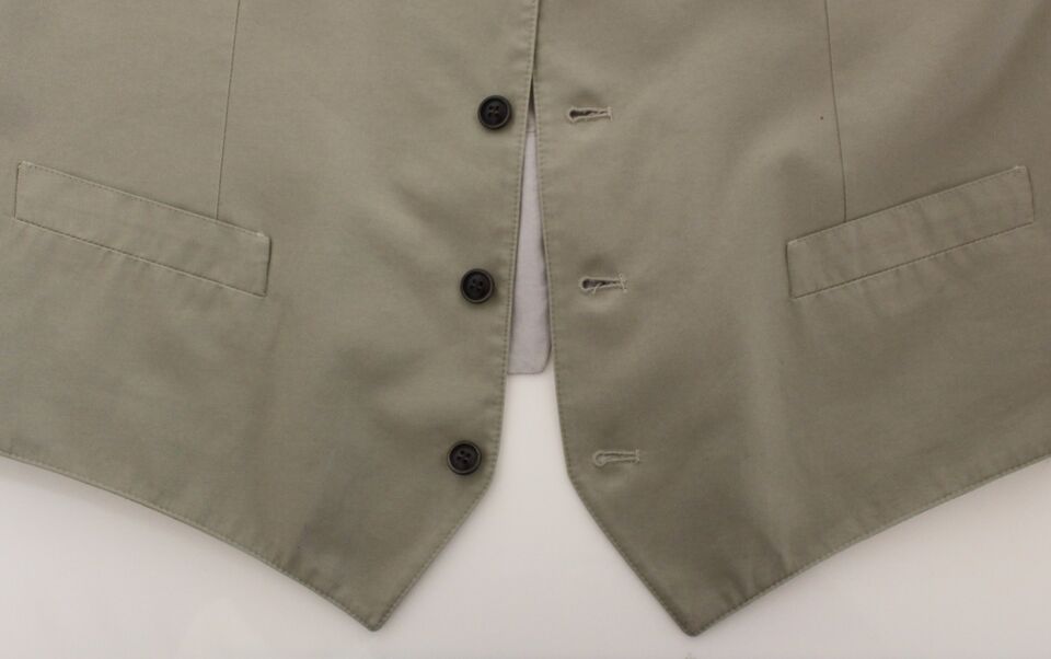 Dolce & Gabbana Beige Baumwolle Seidenmischung Kleid Weste Blazer