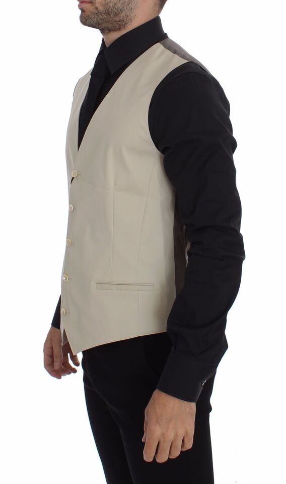 Dolce & Gabbana Beige Baumwolle Stretch Kleid Weste Blazer