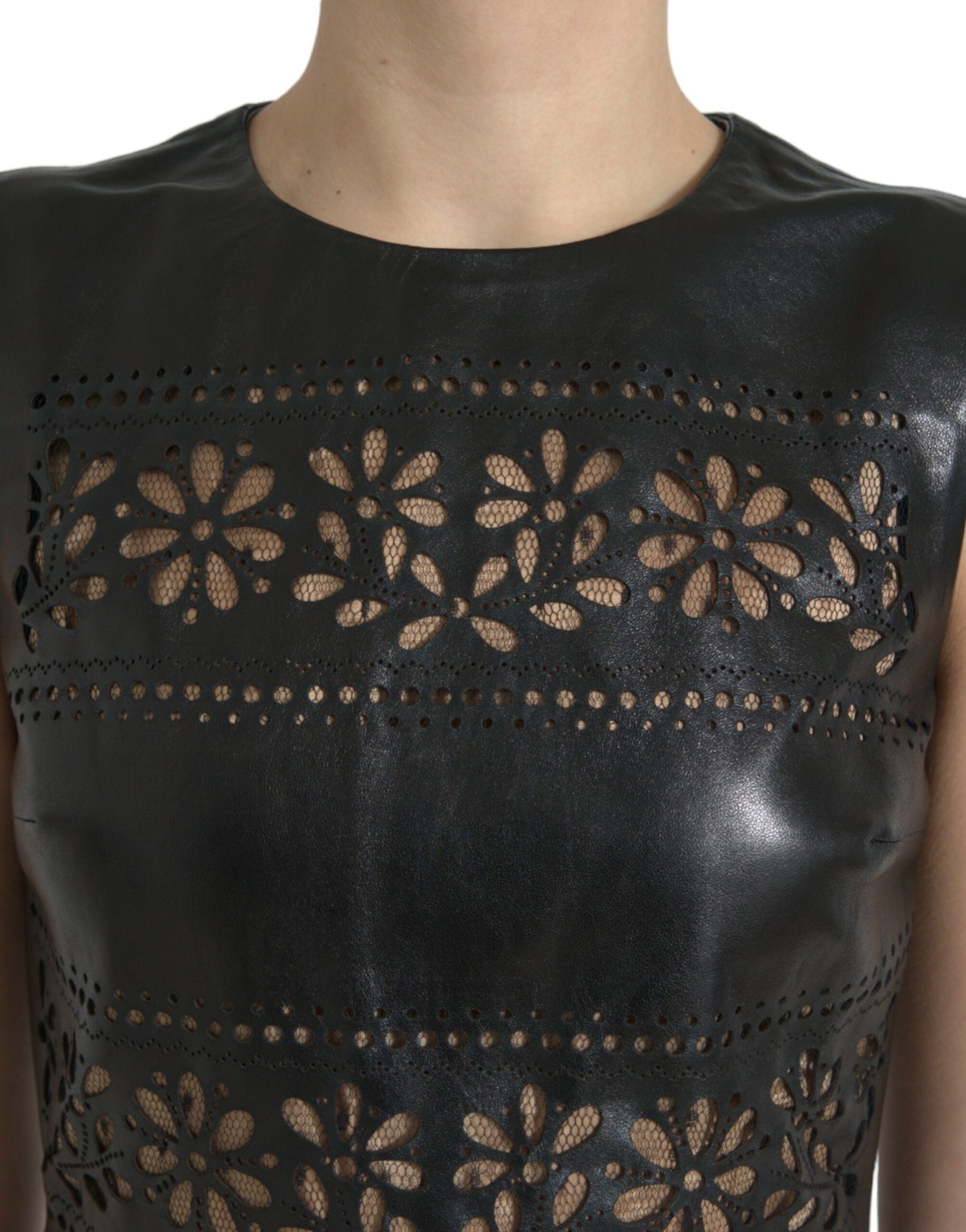 Valentino Glänzend Schwarzes Nylon Ausschnitt A-Linie Minikleid