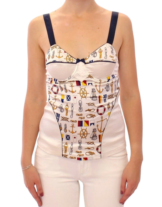 Dolce & Gabbana Weißes Tank-Top mit Matrosenmotiv