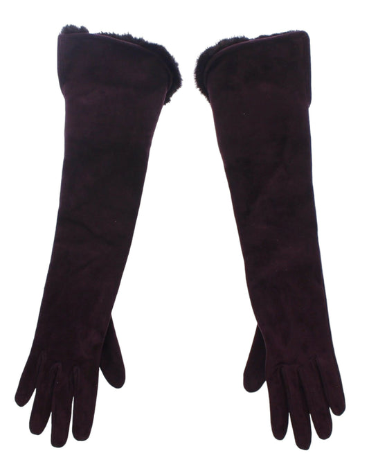 Dolce & Gabbana Lila Nerz Pelz Ziegenfell Wildleder Handschuhe