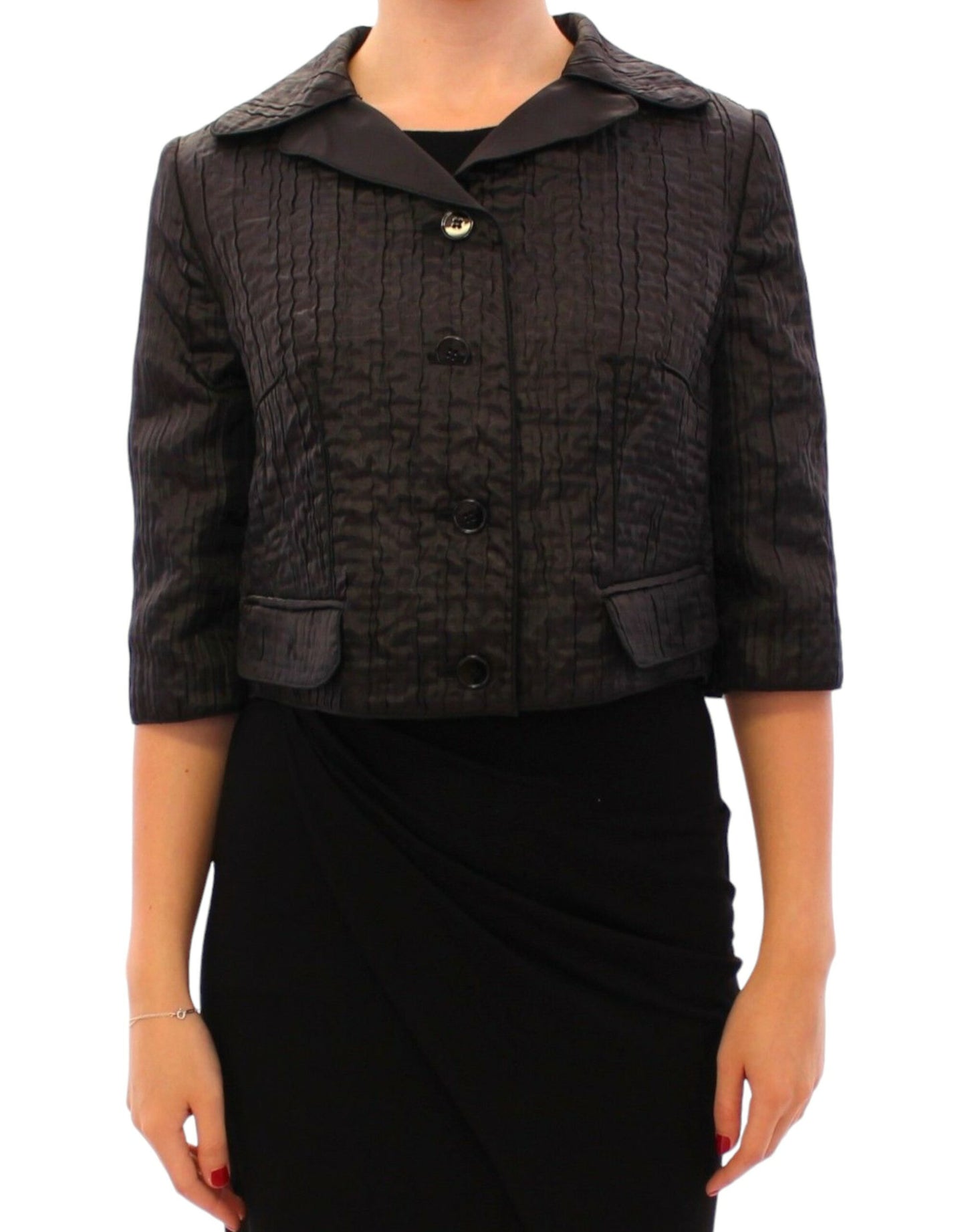 Dolce & Gabbana Schwarzer kurzer Bolero Shrug Jacke Mantel