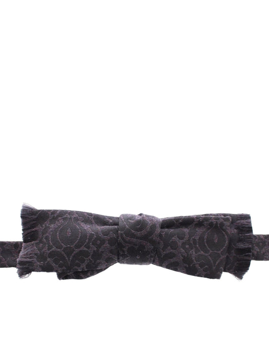 Dolce & Gabbana Graue Seidenfliege aus schwarzer Wolle