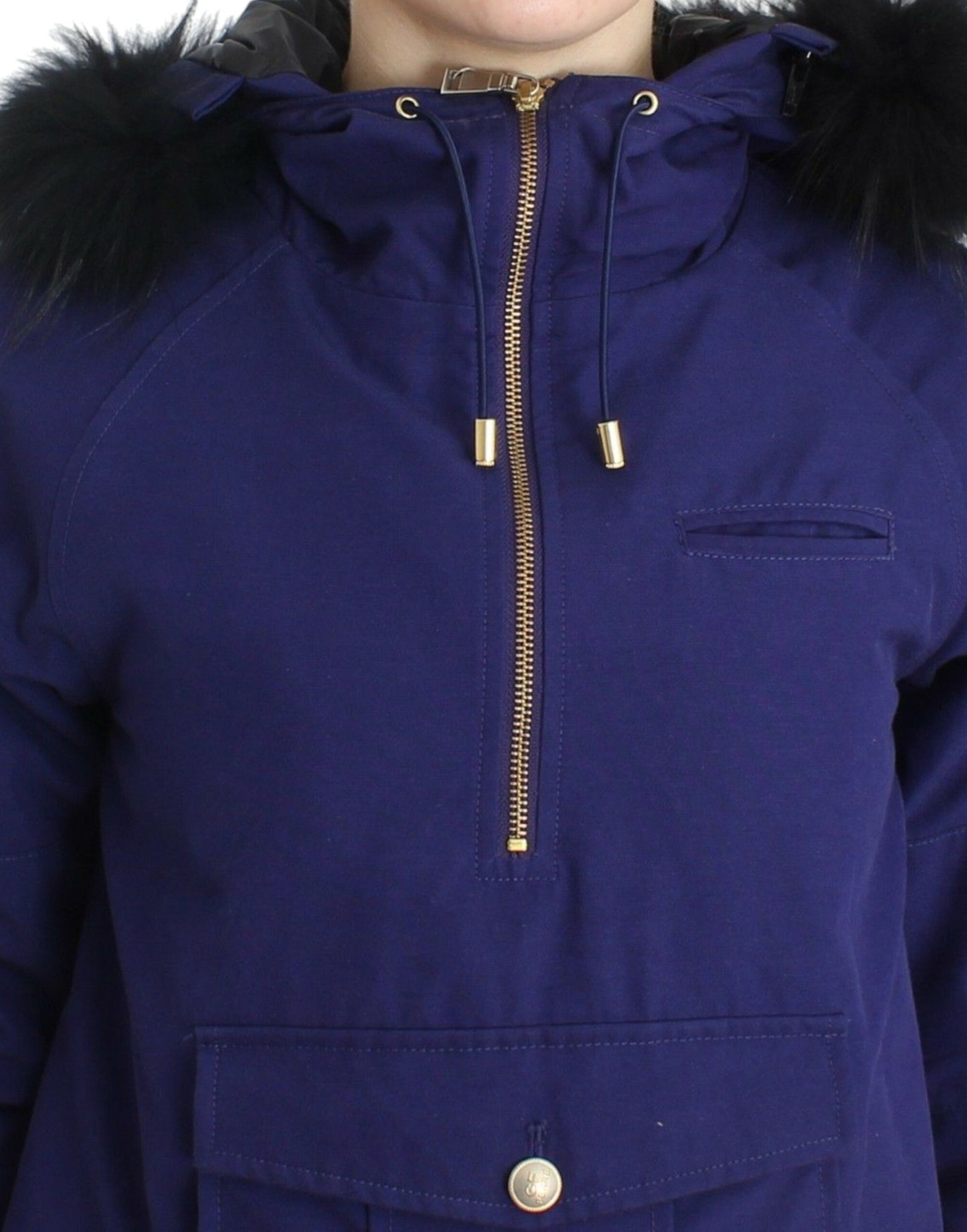 GF Ferre Blaue wattierte Jacke mit Kapuze Kurz K-Way