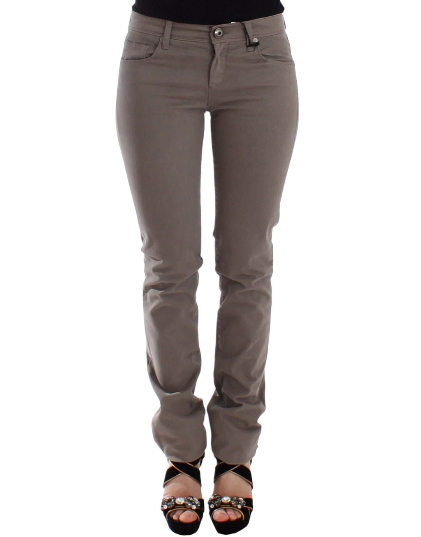 Ermanno Scervino Taupe Beige Schlanke Jeans Denim-Hosen Skinny