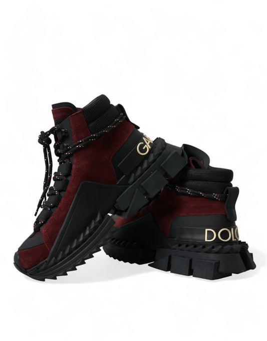 Dolce & Gabbana Burgundy Super King High Top Männer Turnschuhe Schuhe