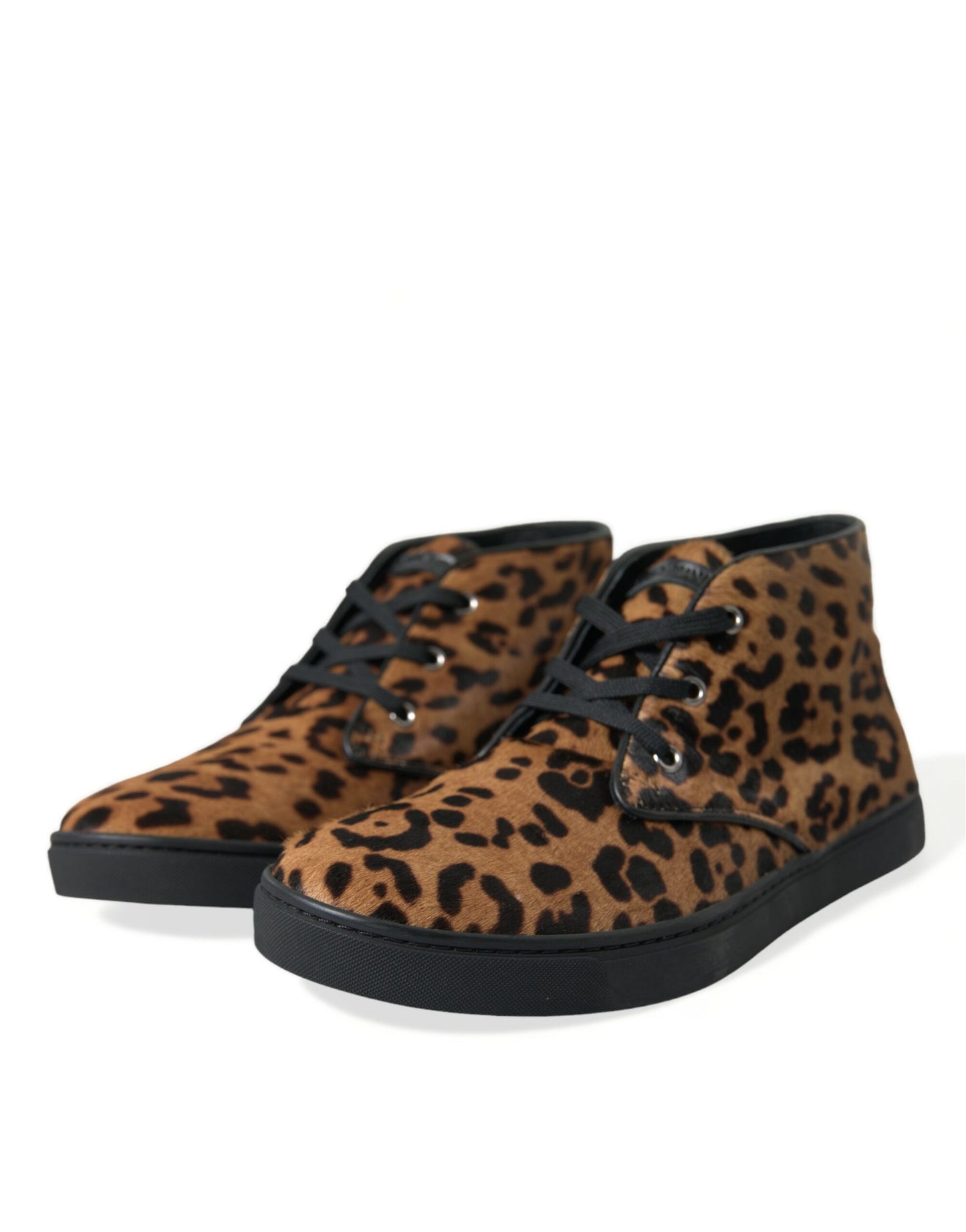 Dolce & Gabbana Braun Leopard Pony Haar Leder Turnschuhe Schuhe