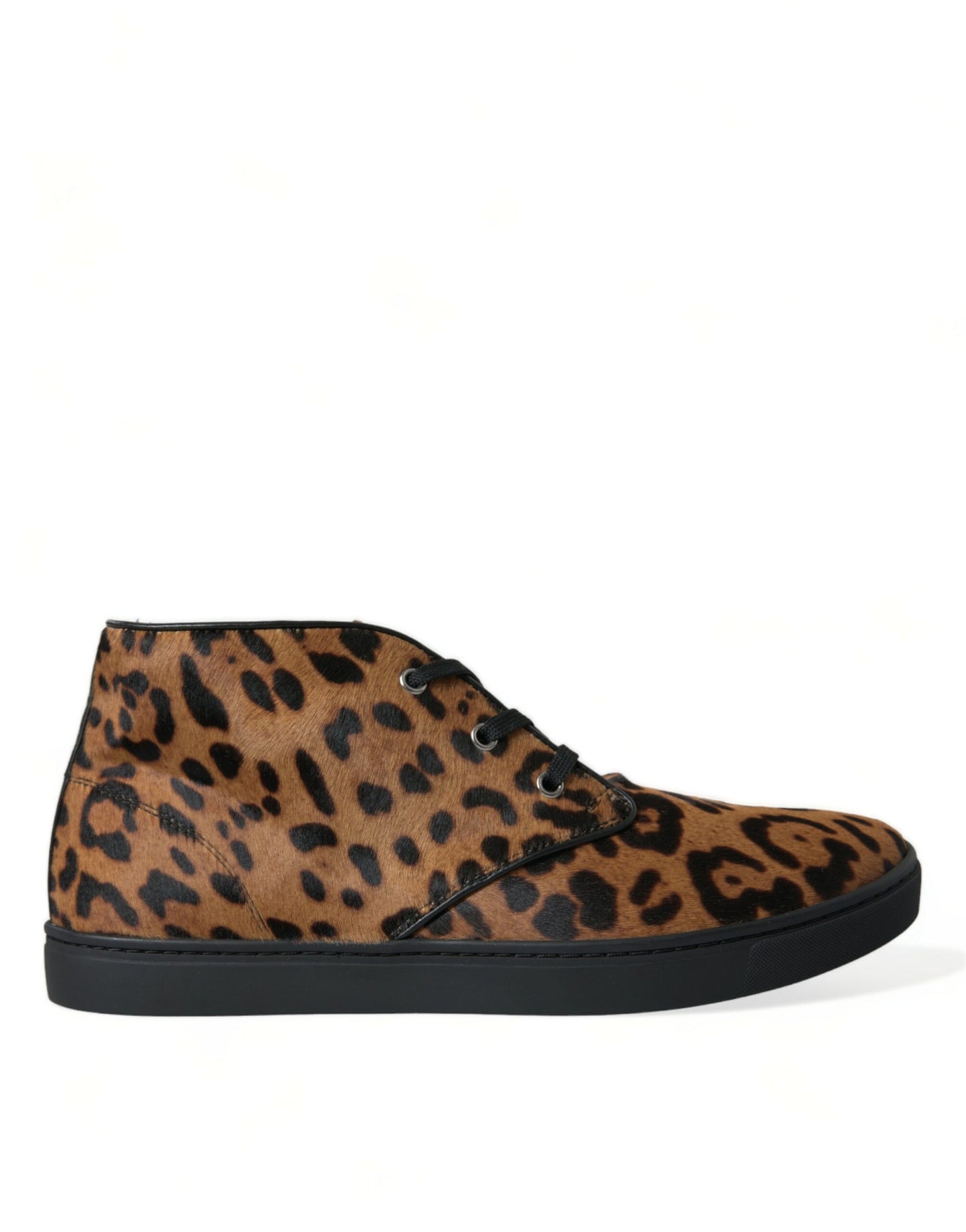 Dolce & Gabbana Braun Leopard Pony Haar Leder Turnschuhe Schuhe