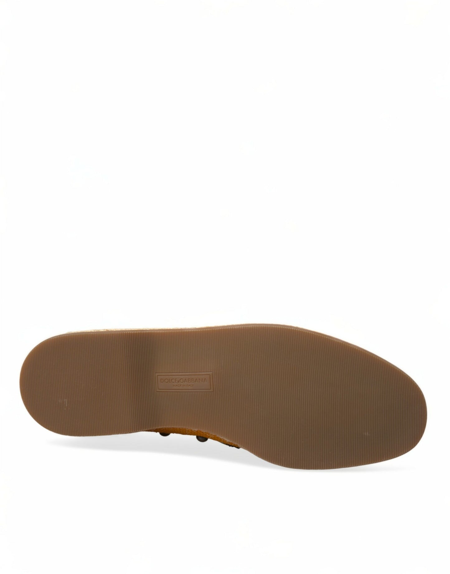 Dolce & Gabbana Orange Leinen Leder Nieten Loafers Schuhe