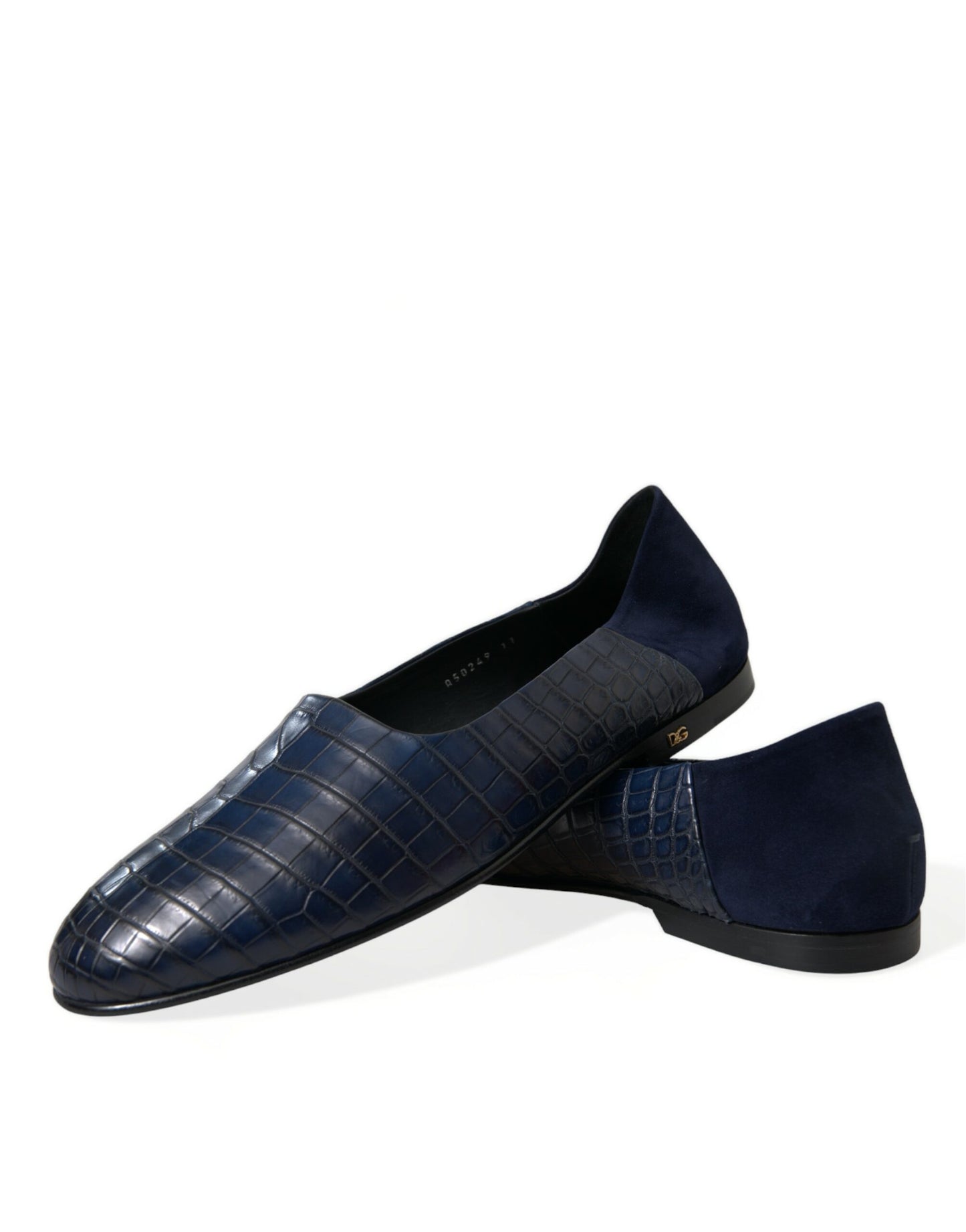 Dolce & Gabbana Blaue Krokodilleder Loafer Slip On Schuhe