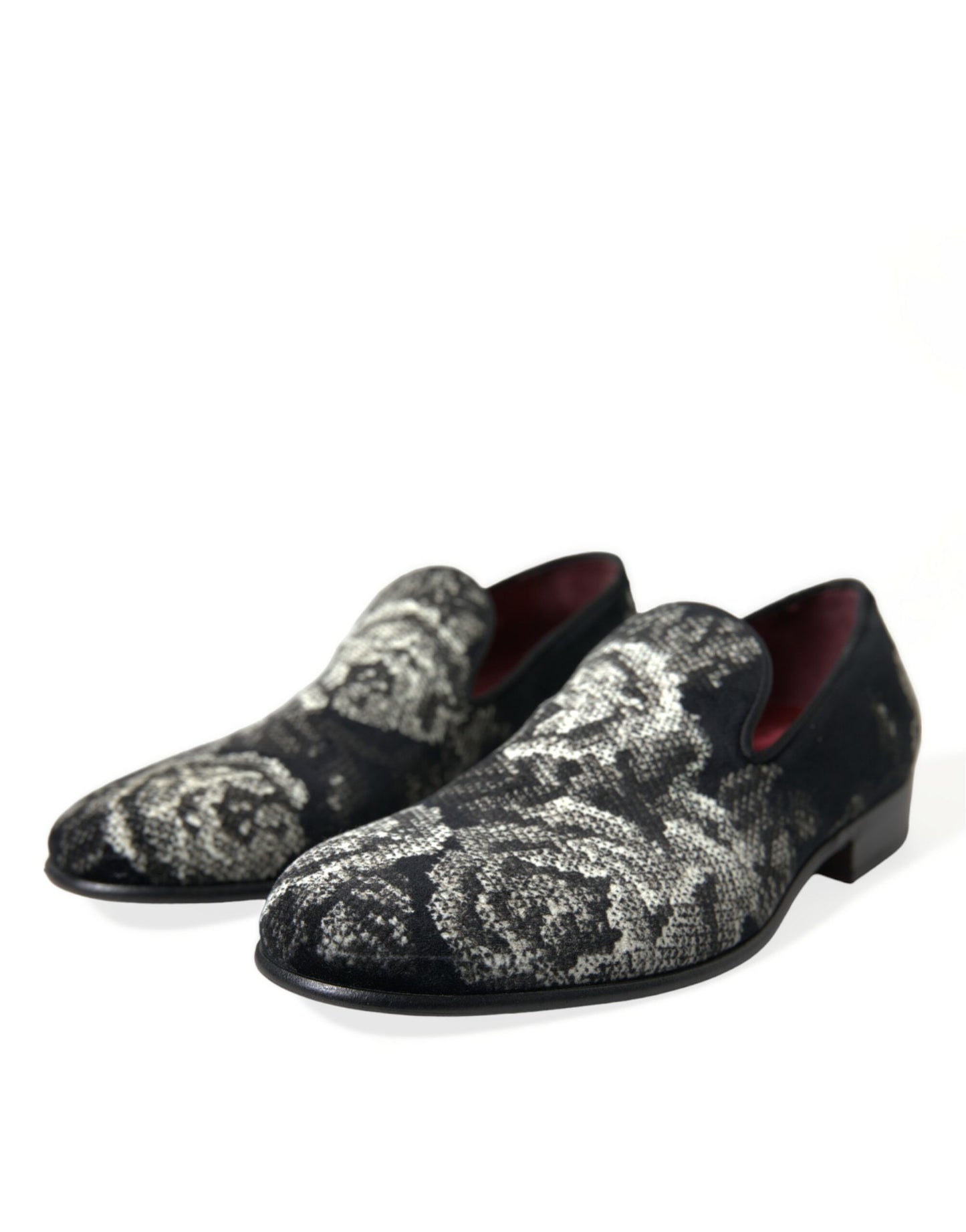 Dolce & Gabbana Schwarz Floral Hausschuhe Männer Loafers Kleid Schuhe