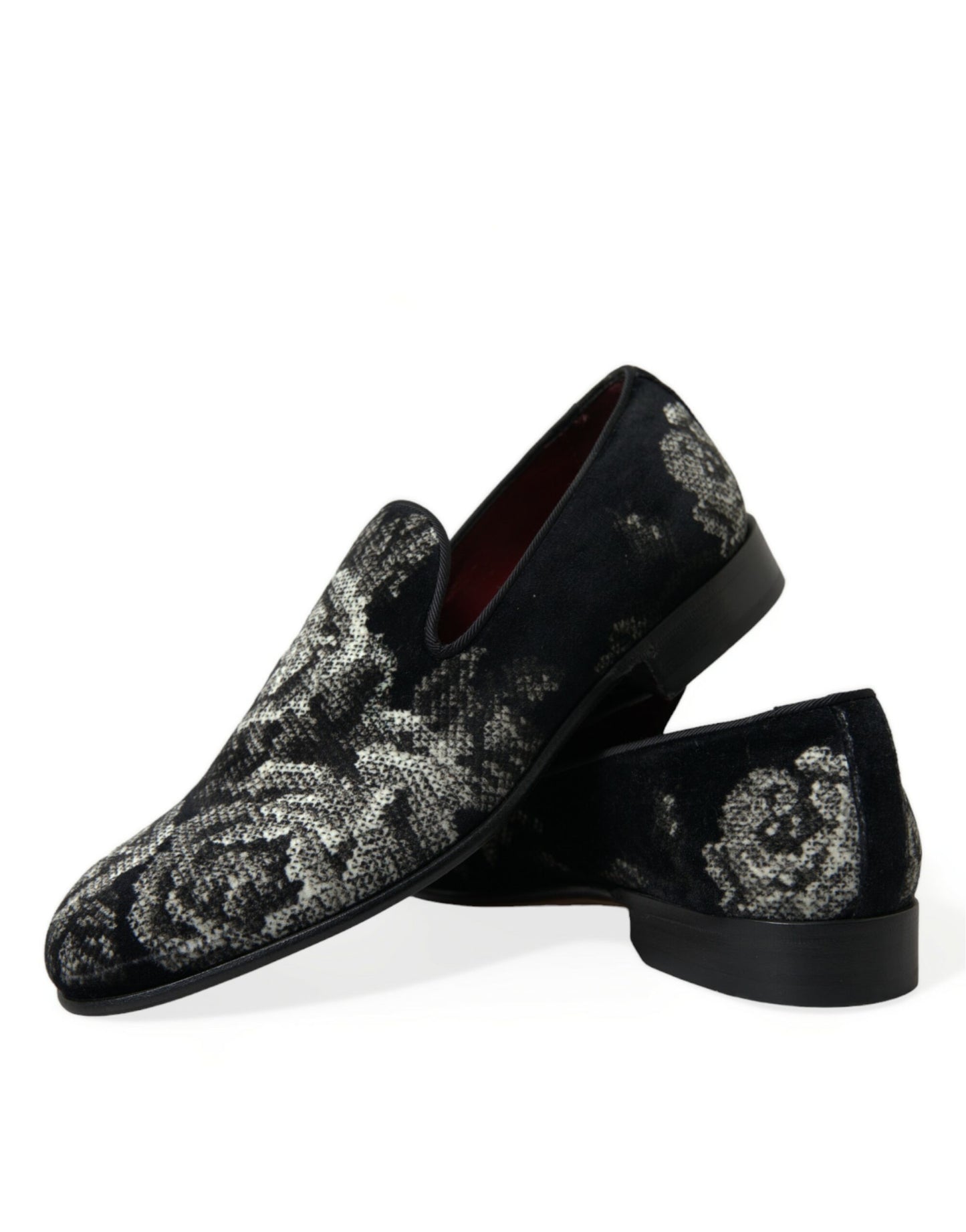 Dolce & Gabbana Schwarz Floral Hausschuhe Männer Loafers Kleid Schuhe