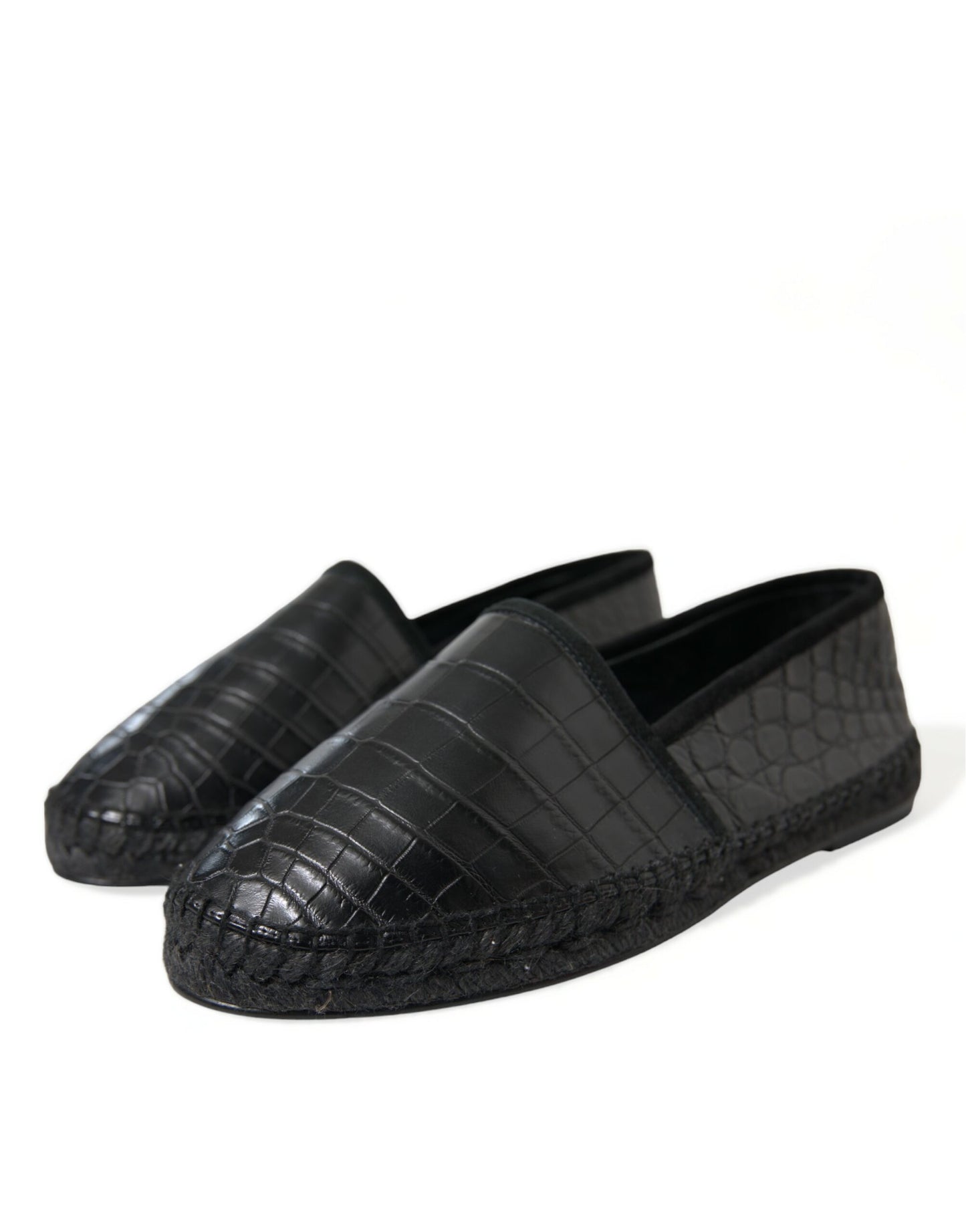 Dolce & Gabbana Schwarze Exotische Leder Espadrilles Slip On Schuhe