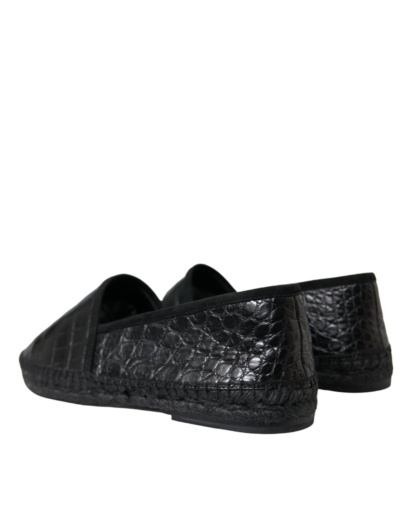 Dolce & Gabbana Schwarze Exotische Leder Espadrilles Slip On Schuhe