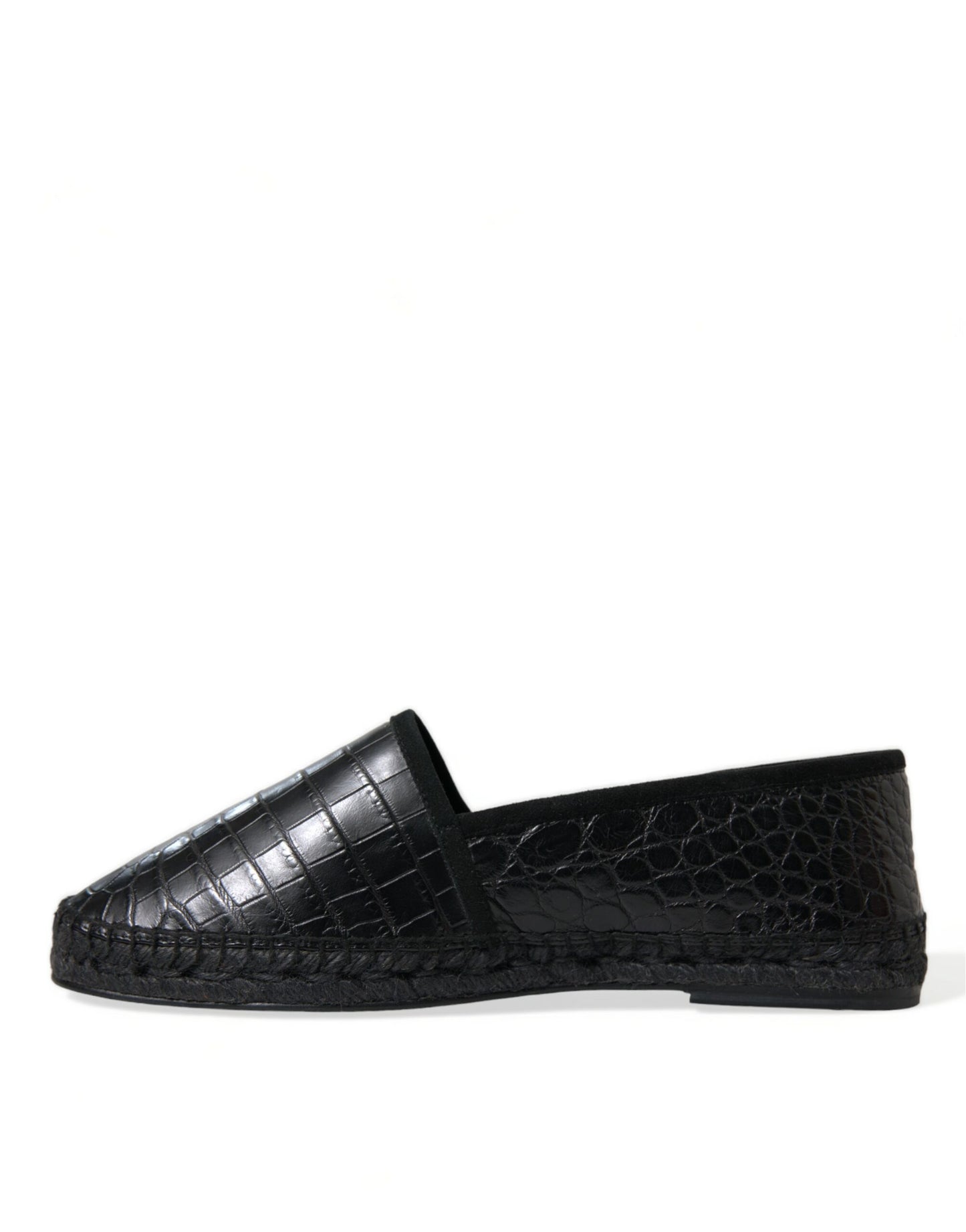 Dolce & Gabbana Schwarze Exotische Leder Espadrilles Slip On Schuhe