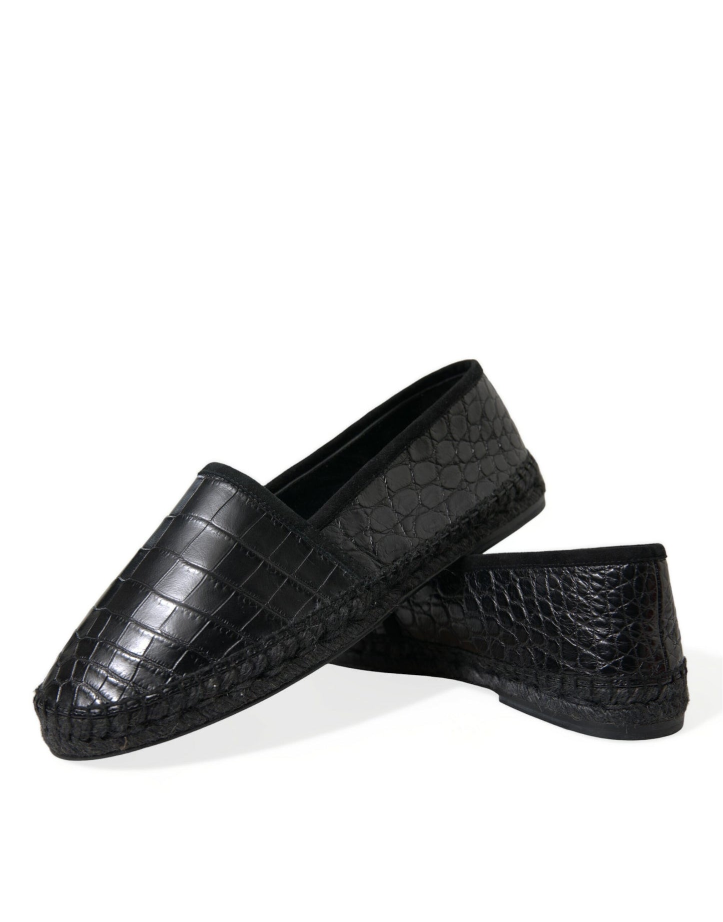 Dolce & Gabbana Schwarze Exotische Leder Espadrilles Slip On Schuhe