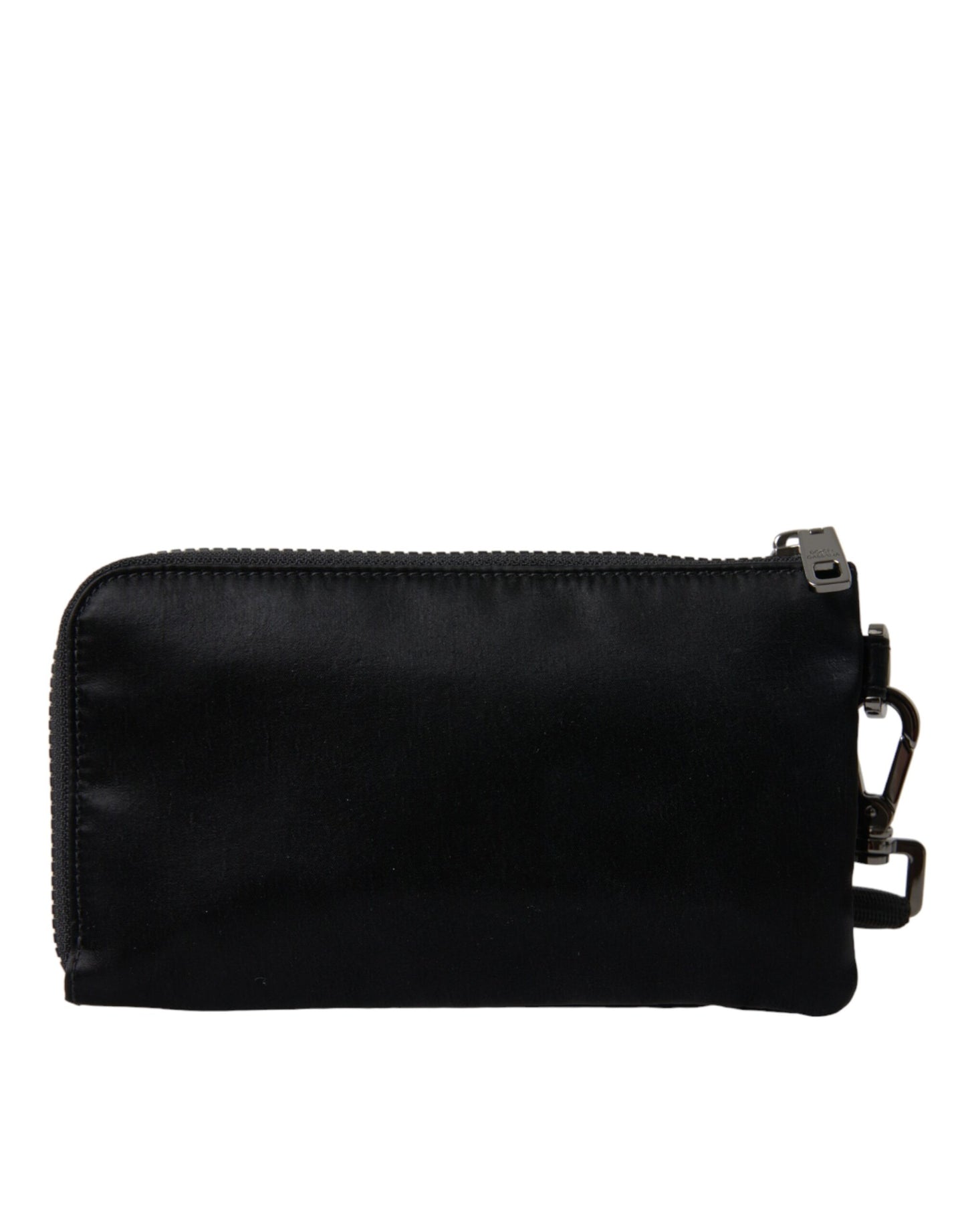 Dolce & Gabbana Schwarzes Nylon Logo Plaque Schlüsselanhänger Tasche Clutch