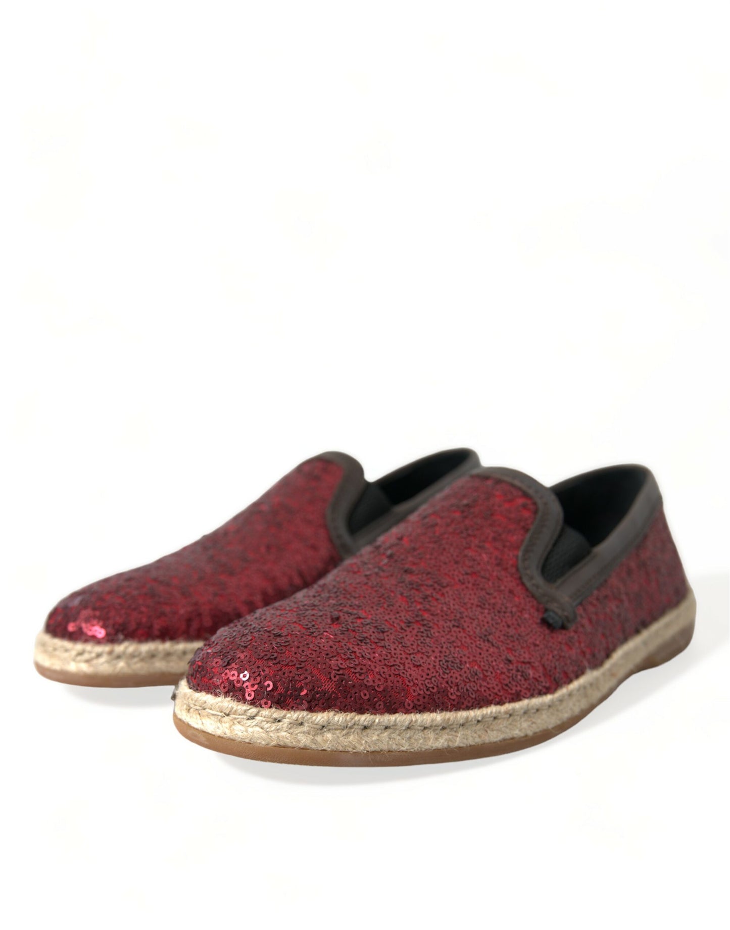 Dolce & Gabbana Rote Pailletten Loafer Hausschuhe Männer Schuhe