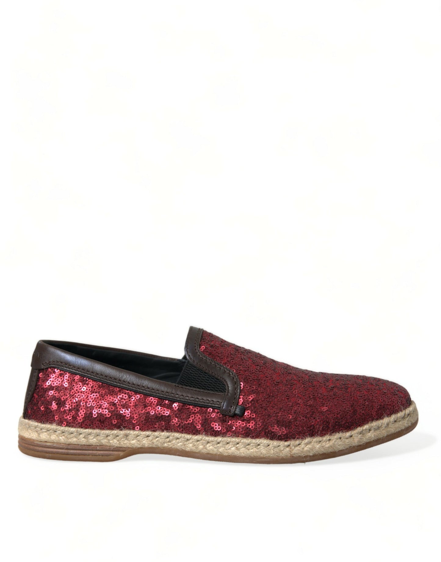 Dolce & Gabbana Rote Pailletten Loafer Hausschuhe Männer Schuhe
