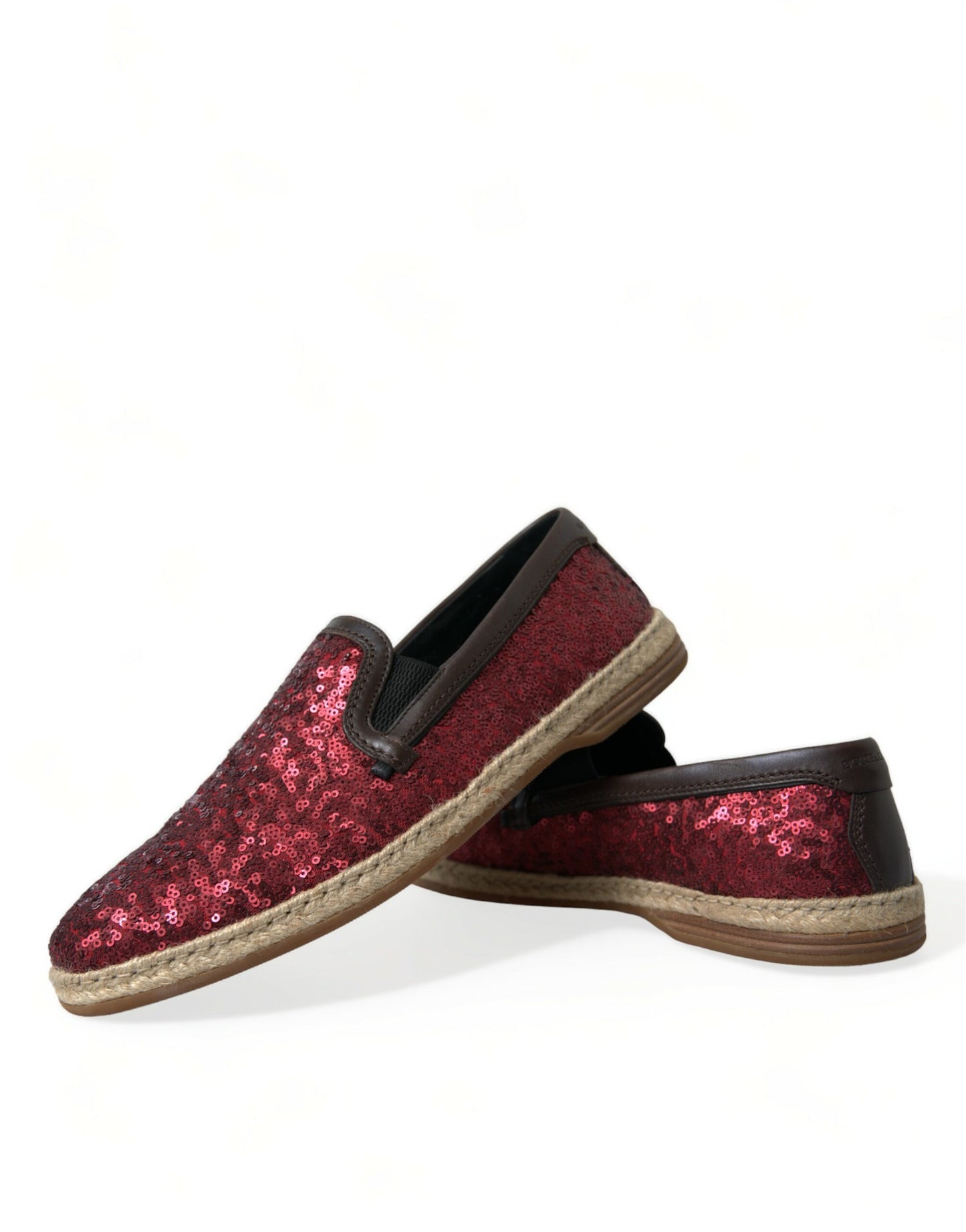 Dolce & Gabbana Rote Pailletten Loafer Hausschuhe Männer Schuhe