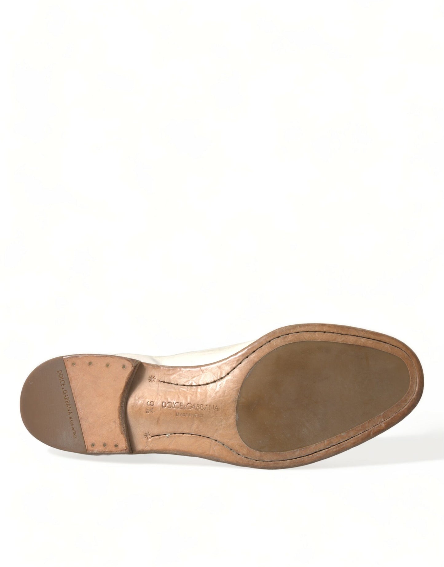 Dolce & Gabbana Weiße Derby-Schuhe aus Leder im Used-Look