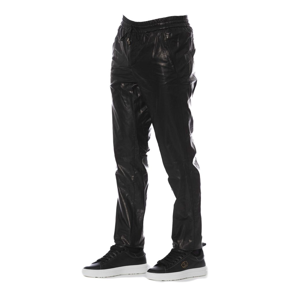 Trussardi Schwarze Lammleder Herrenhosen