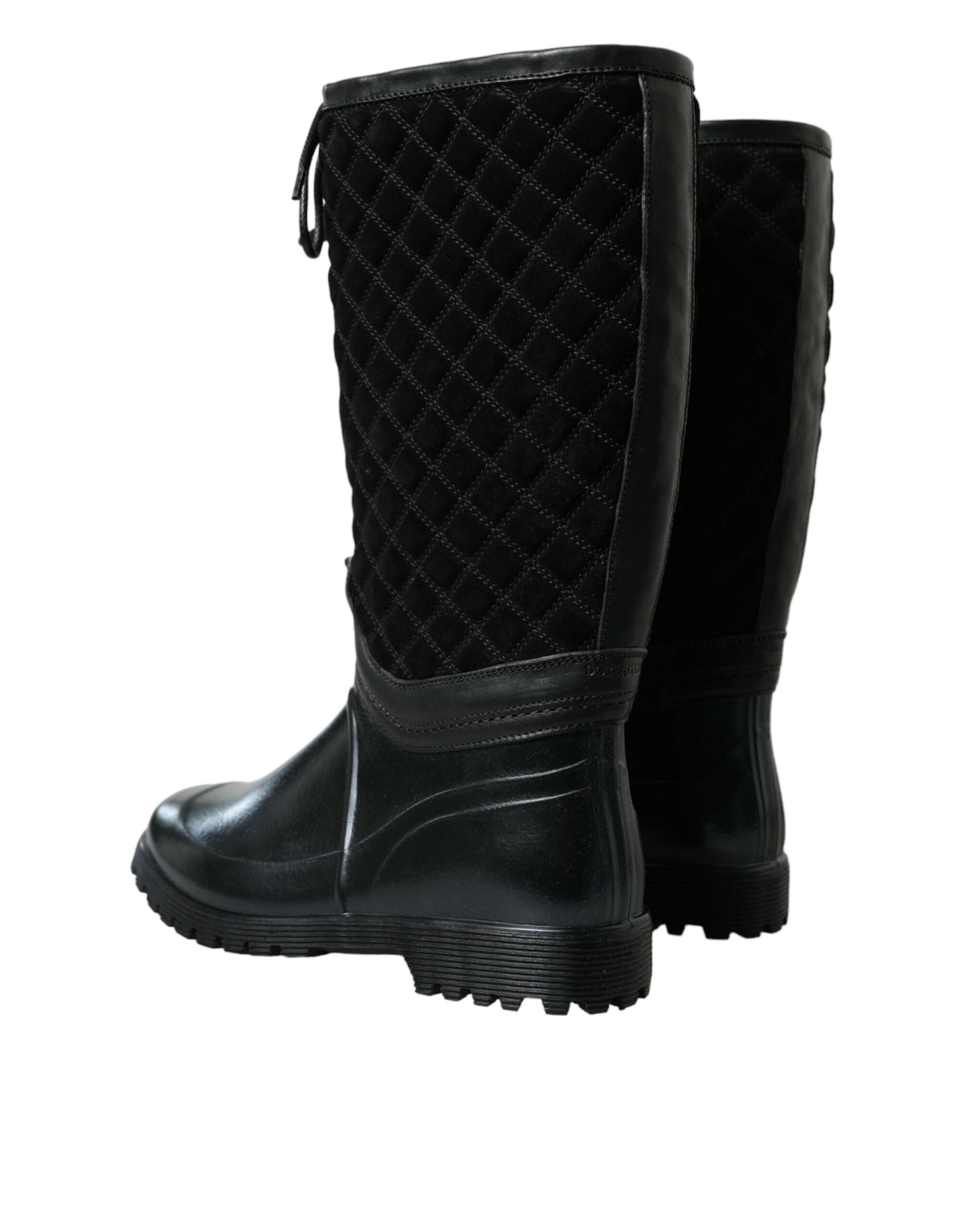 Dolce & Gabbana Schwarz Chioggia Gummi Wildleder Regen Stiefel Schuhe