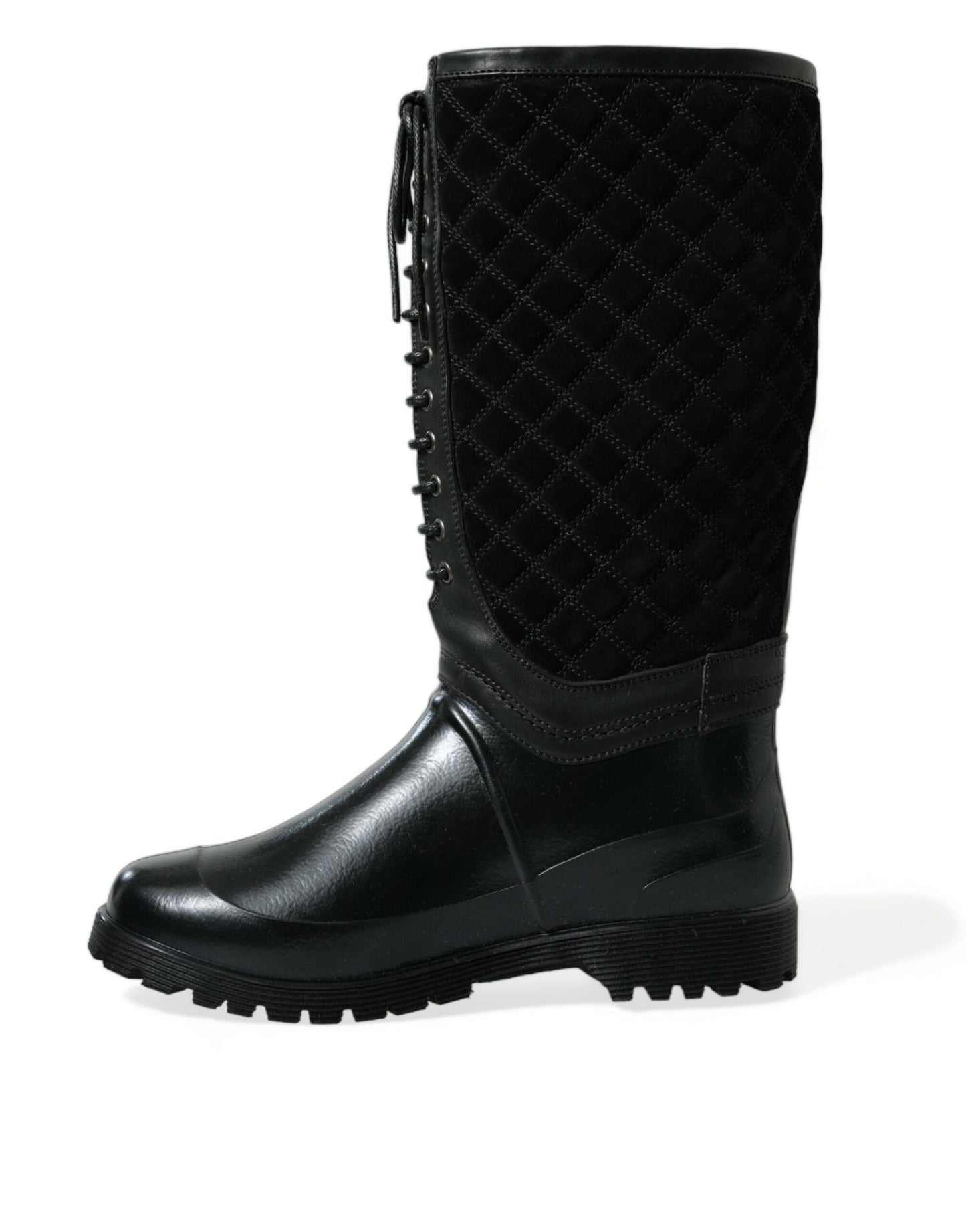 Dolce & Gabbana Schwarz Chioggia Gummi Wildleder Regen Stiefel Schuhe