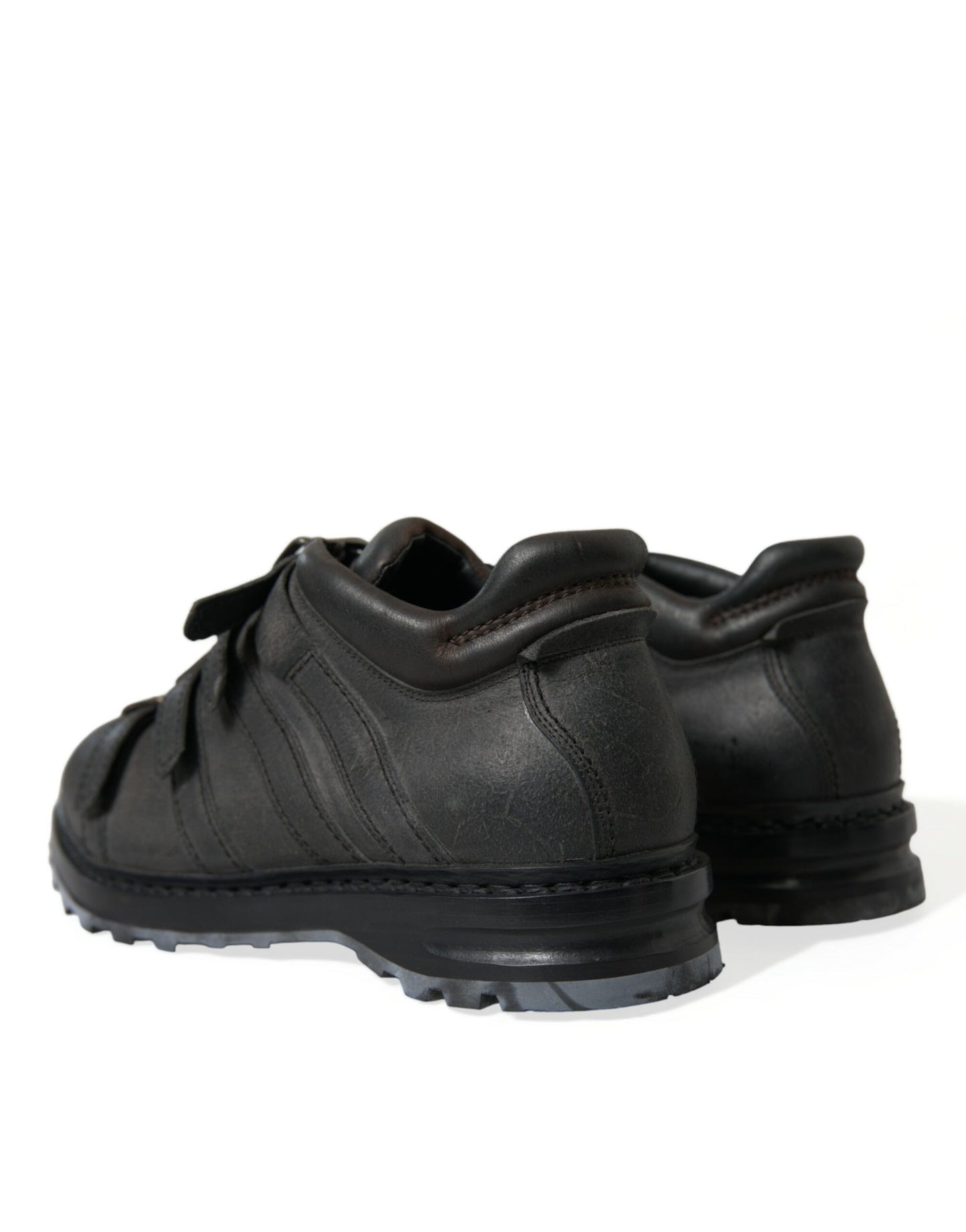 Dolce & Gabbana Schwarzes Leder Riemen Männer Stiefelette Schuhe