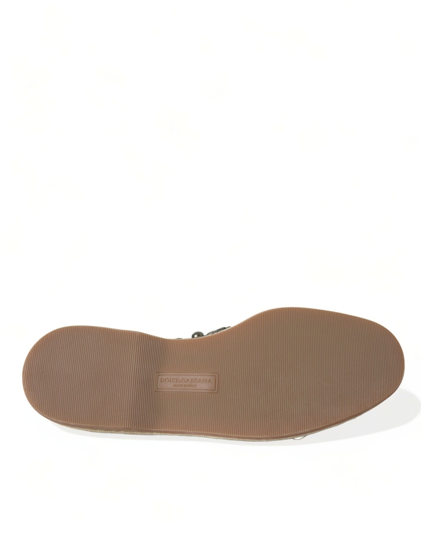 Dolce & Gabbana Graue Leinen Leder Nieten Loafers Schuhe