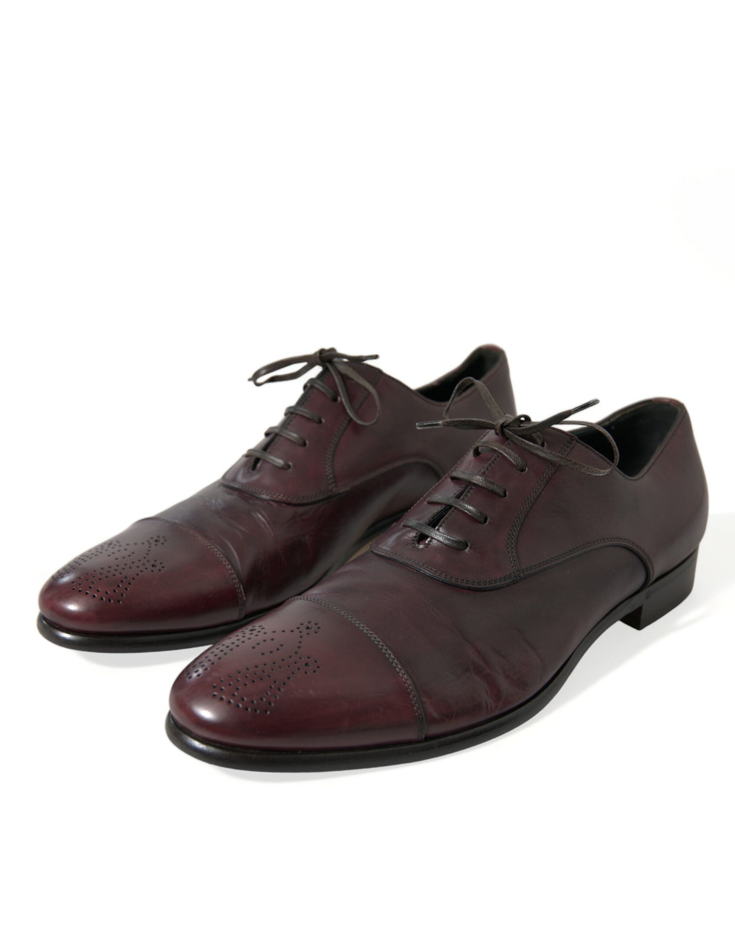 Dolce & Gabbana Bordeaux Leder Männer Formal Derby Kleid Schuhe