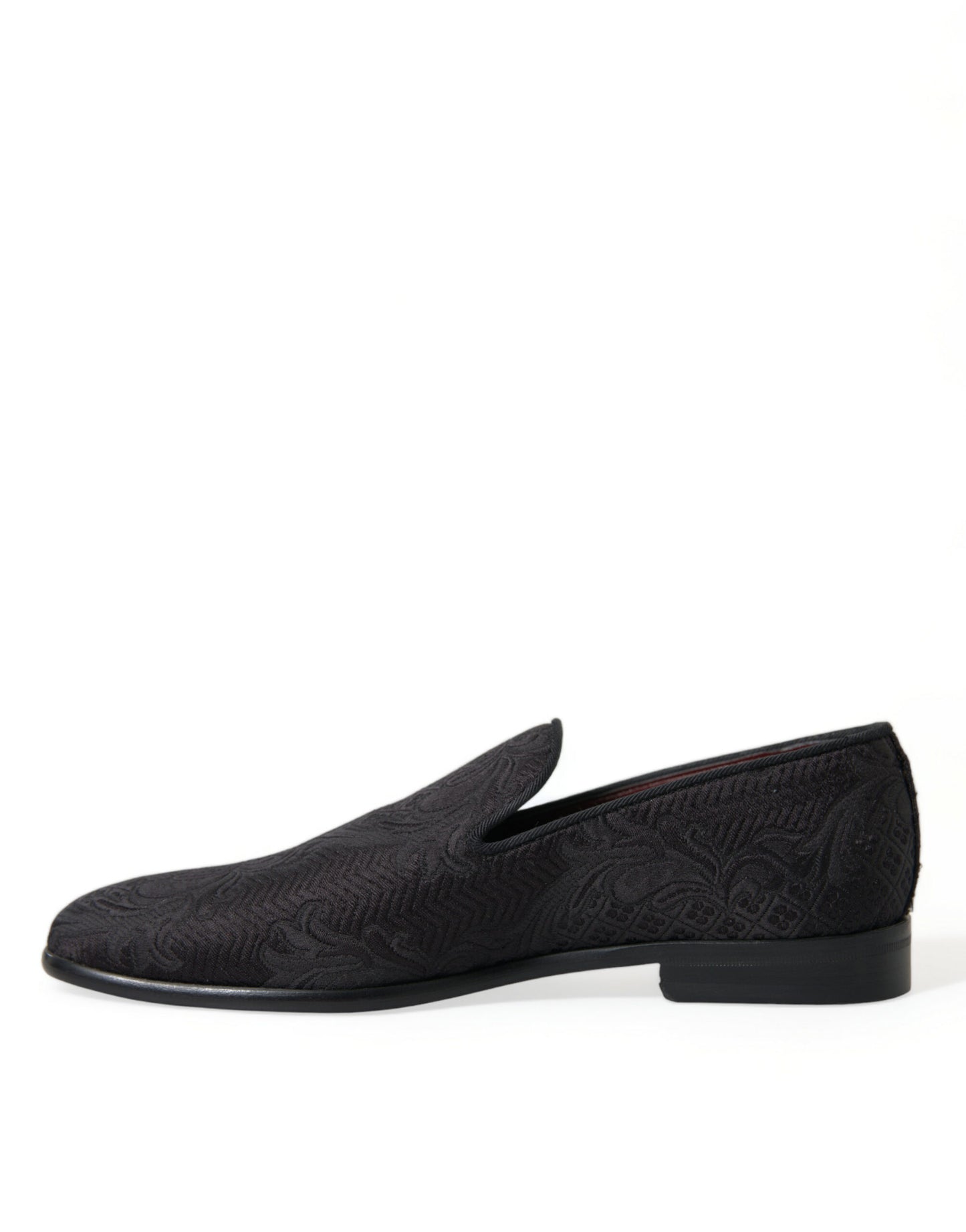 Dolce & Gabbana Schwarzer Brokat Männer Slip On Loafer Kleid Schuhe