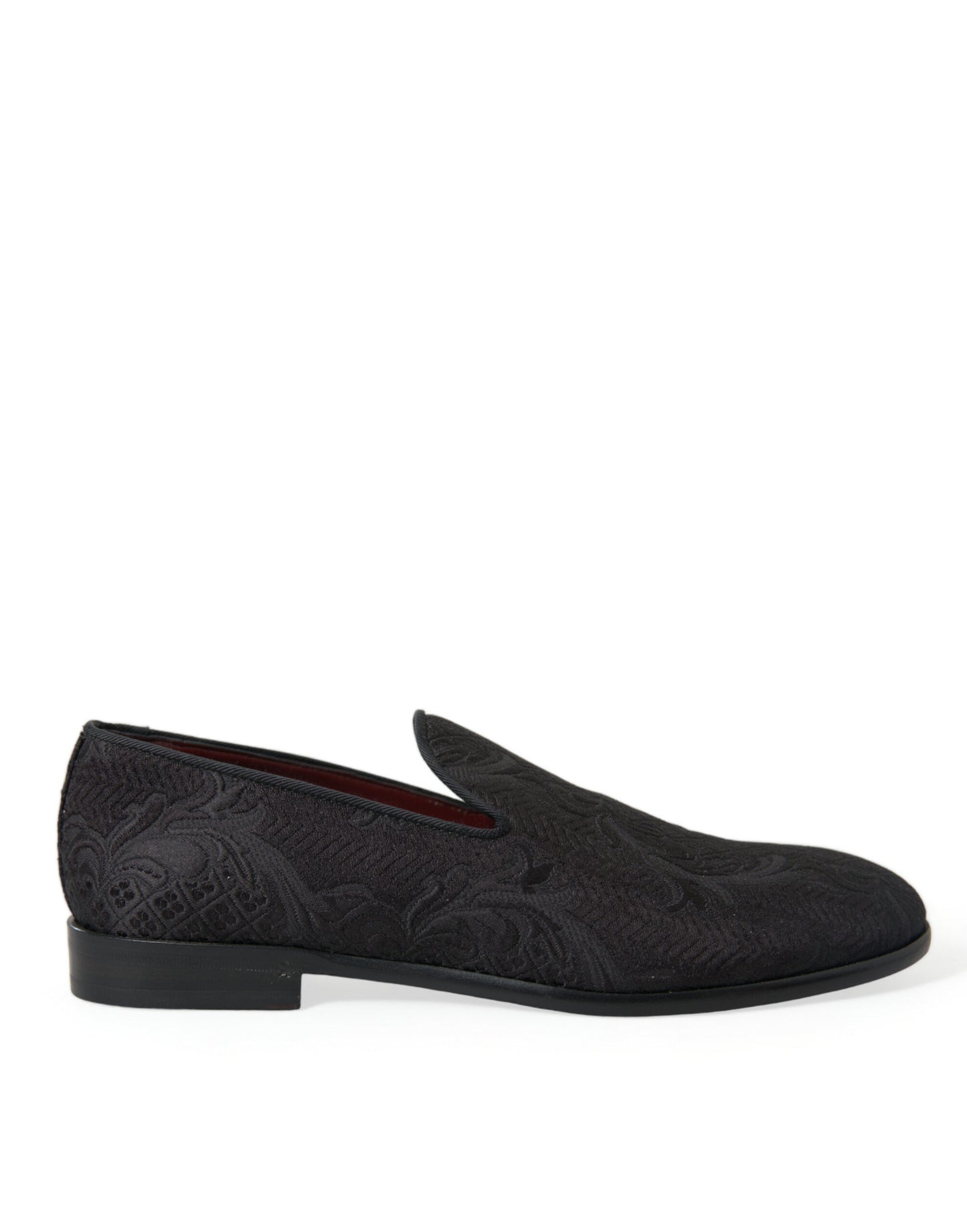 Dolce & Gabbana Schwarzer Brokat Männer Slip On Loafer Kleid Schuhe