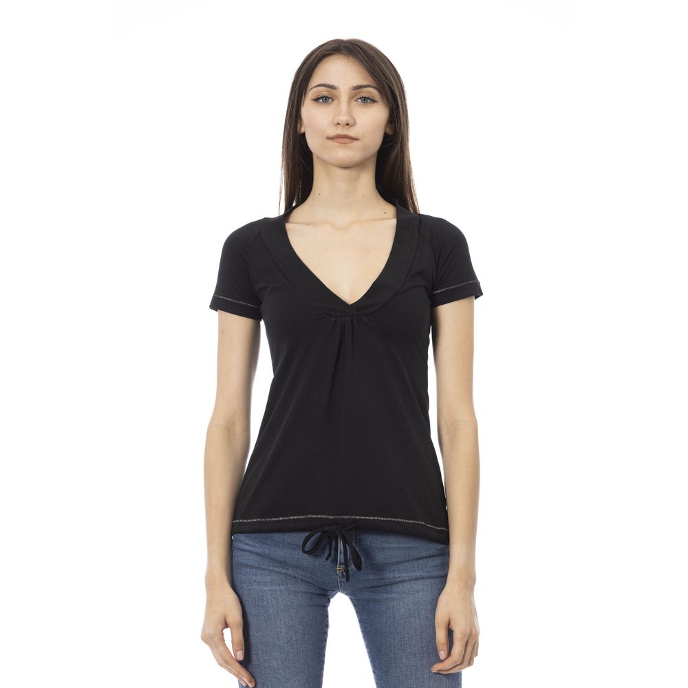 Trussardi Action Schwarzes Baumwoll-T-Shirt für Damen
